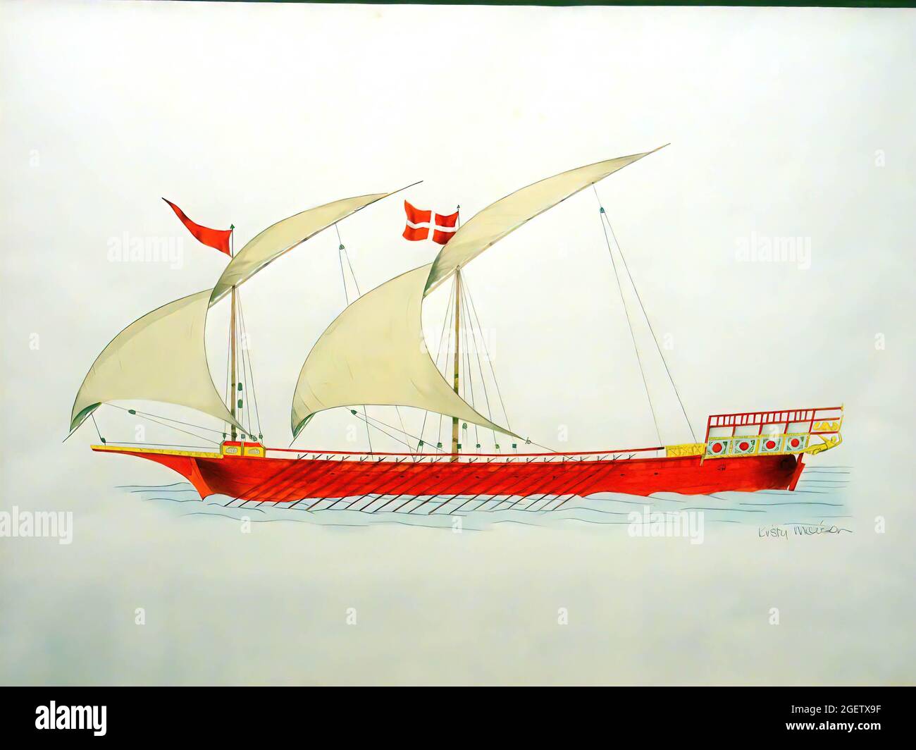 VALLETTA, MALTA - Apr 11, 2018 - Galeria da guerra maltese del XVIII secolo, Museo Marittimo di Malta, Birgu Vittoriosa, Malta Foto Stock