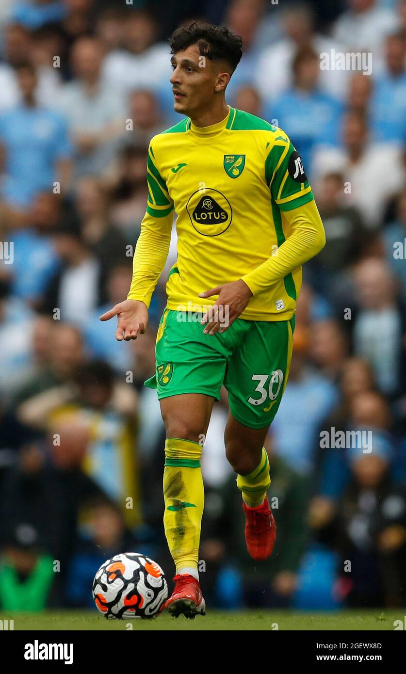 Manchester, Inghilterra, 21 agosto 2021. Dimitris Giannoulis di Norwich City durante la partita della Premier League all'Etihad Stadium di Manchester. Il credito dovrebbe essere: Darren Staples / Sportimage Foto Stock