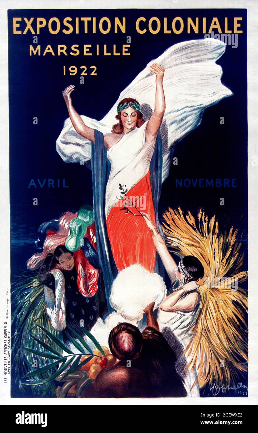 Esposizione coloniale, Marsiglia 1922 - Poster d'epoca - Leonetto Cappiello. Poster pubblicitario. Foto Stock