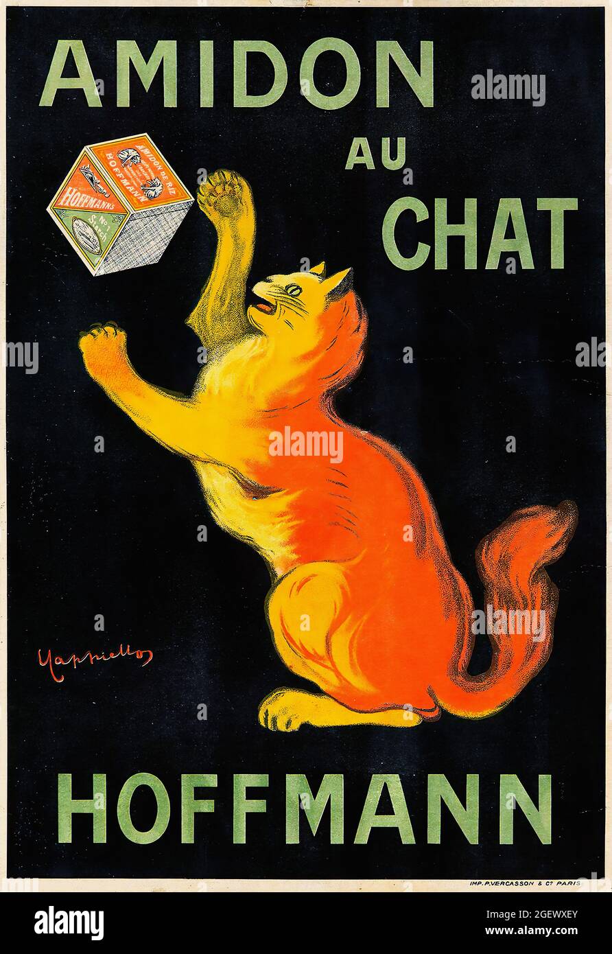 Amidon Au Chat - Hoffmann - Poster d'epoca - Leonetto Cappiello. Poster pubblicitario, 1903. Cat. Giocoso Foto Stock