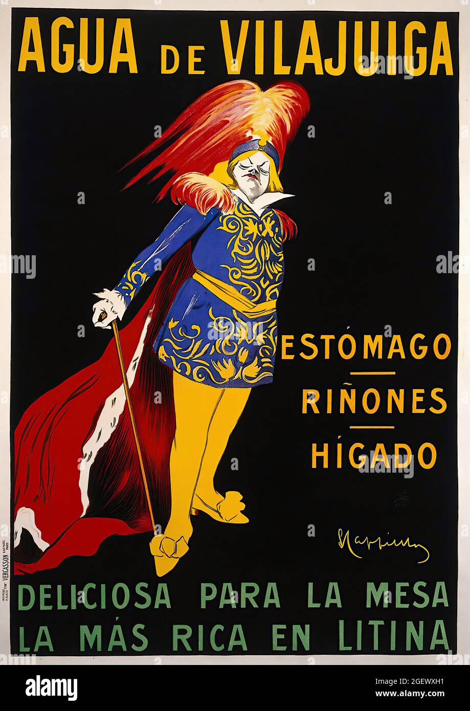 Poster d'epoca - Leonetto Cappiello. Poster pubblicitario. Agua de Vilajuiga. CA 1912. Foto Stock