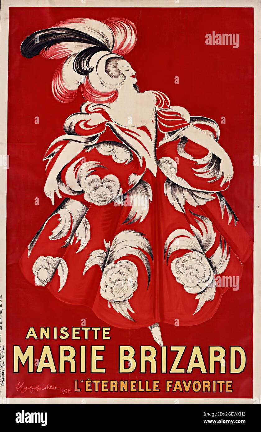 Anisette Marie Brizard l’éternelle favorite (1928) Poster d’epoca - Leonetto Cappiello. Alcool pubblicità. Foto Stock