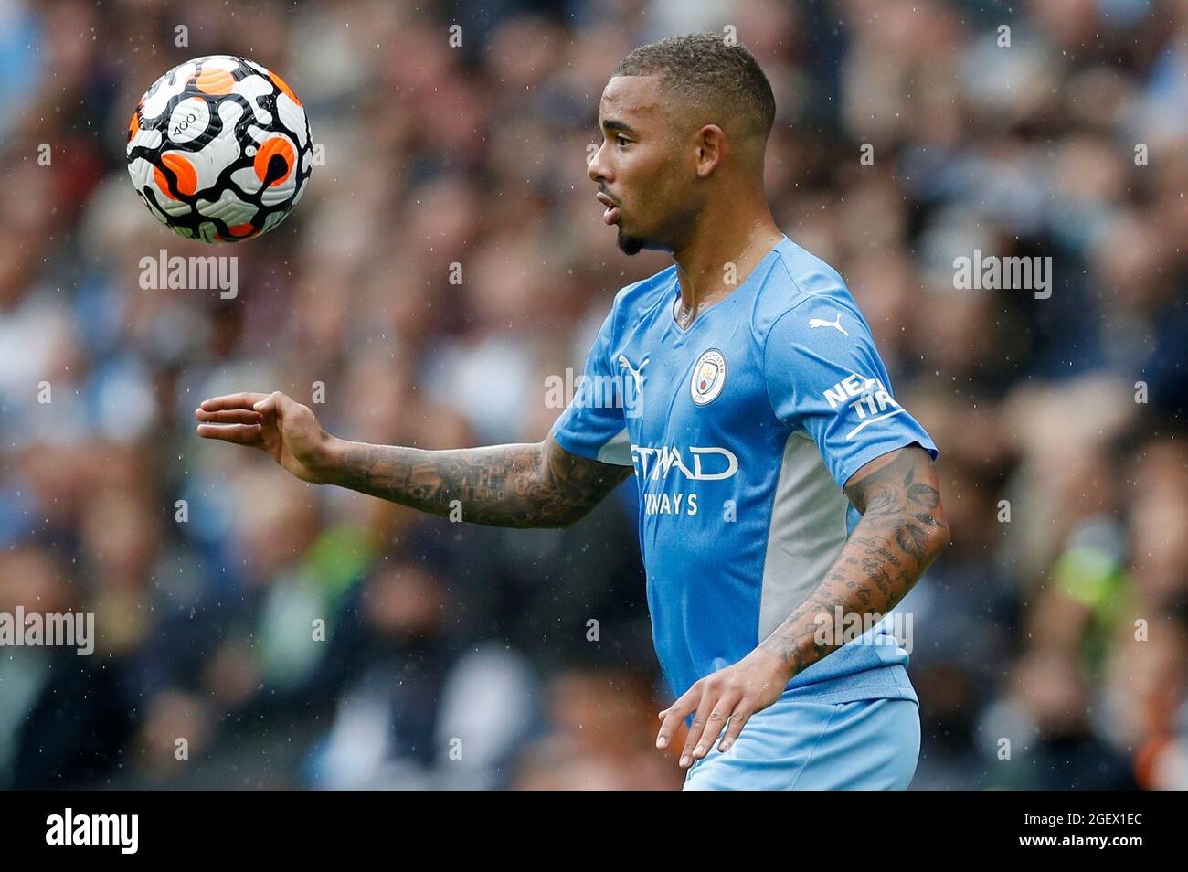 Manchester, Inghilterra, 21 agosto 2021. Gabriel Jesus di Manchester City durante la partita della Premier League all'Etihad Stadium di Manchester. Il credito dovrebbe essere: Darren Staples / Sportimage Foto Stock