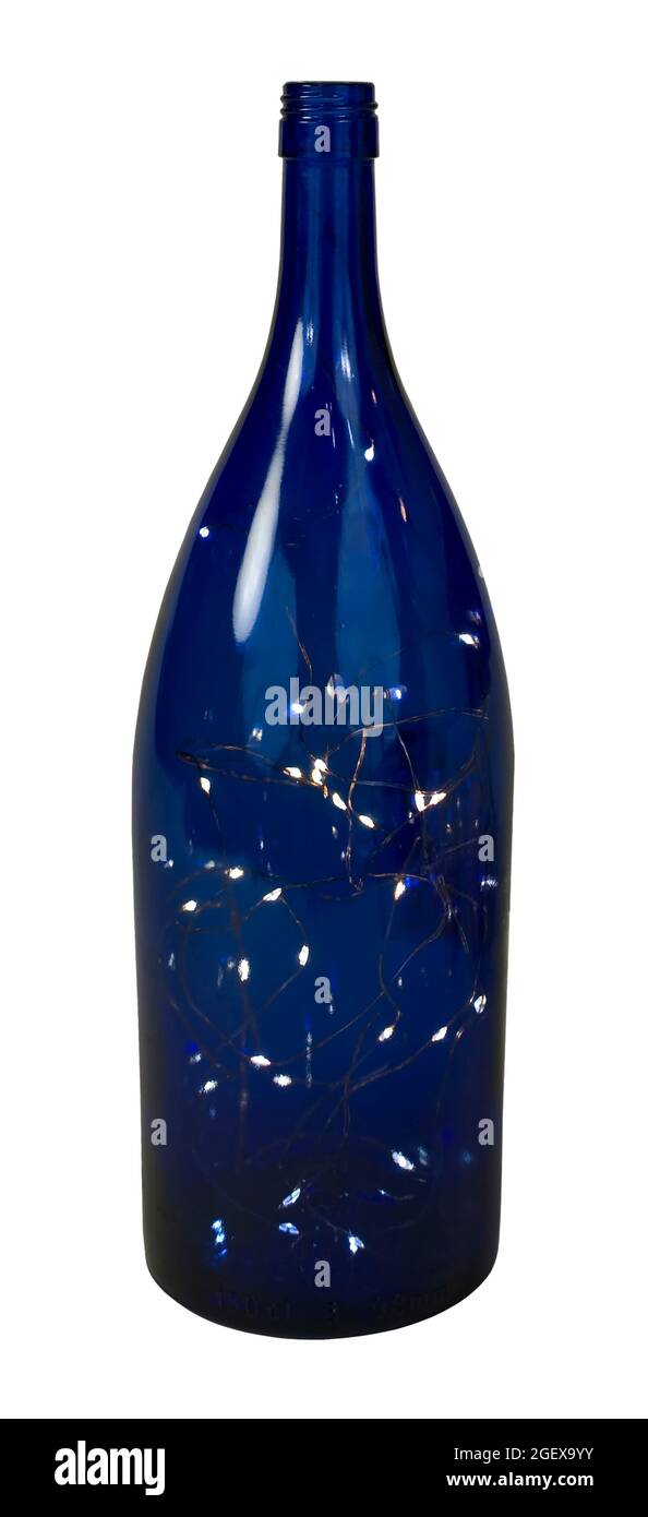 Bottiglia di vetro con luci scintillante - percorso incluso Foto Stock