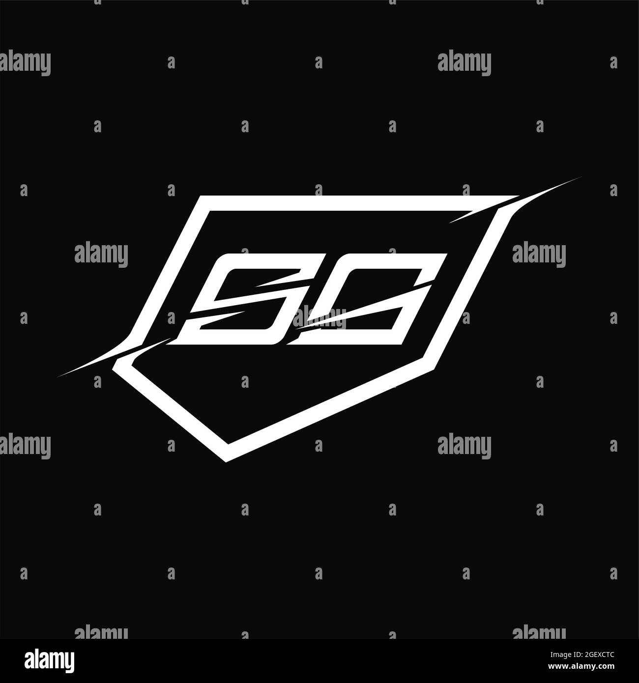 SG Logo monogramma con modello di disegno in nero dalla forma astratta Illustrazione Vettoriale