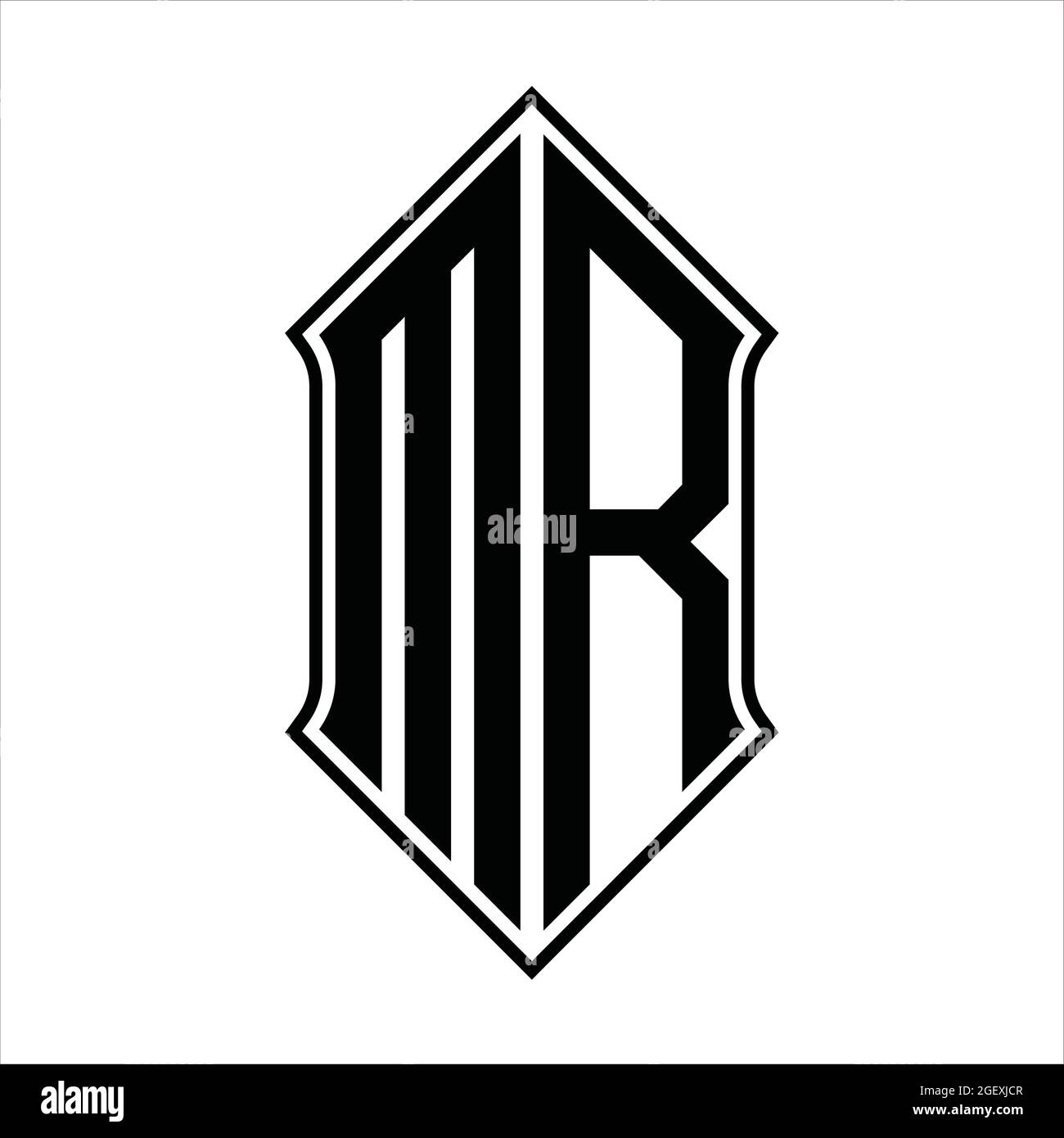 LOGO DEL SIGNOR monogramma con schermo e disegno a contorno nero immagine vettoriale icona astratto Illustrazione Vettoriale