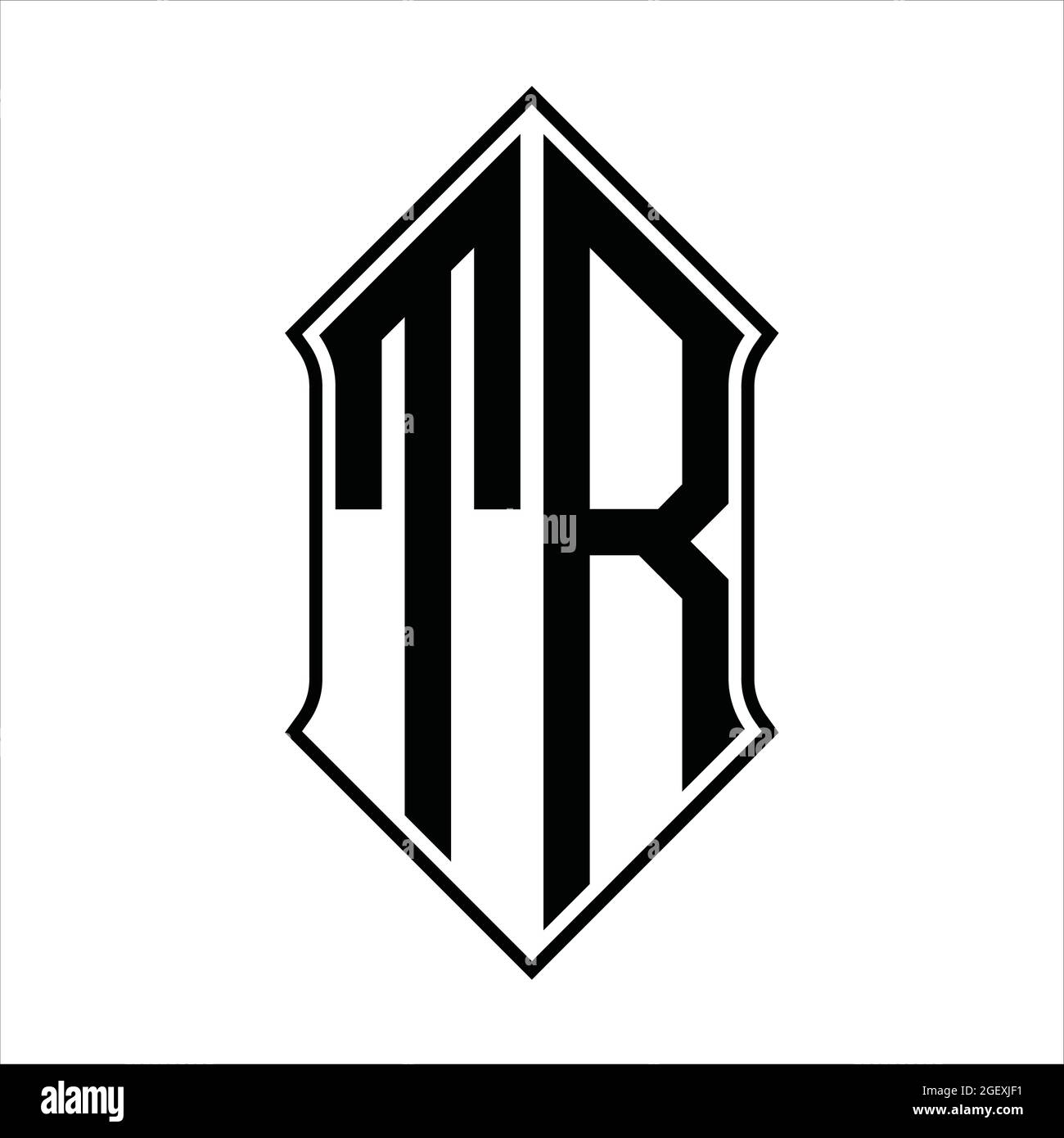 TR Logo monogramma con schermo e disegno nero contorno immagine vettoriale icona astratto Illustrazione Vettoriale