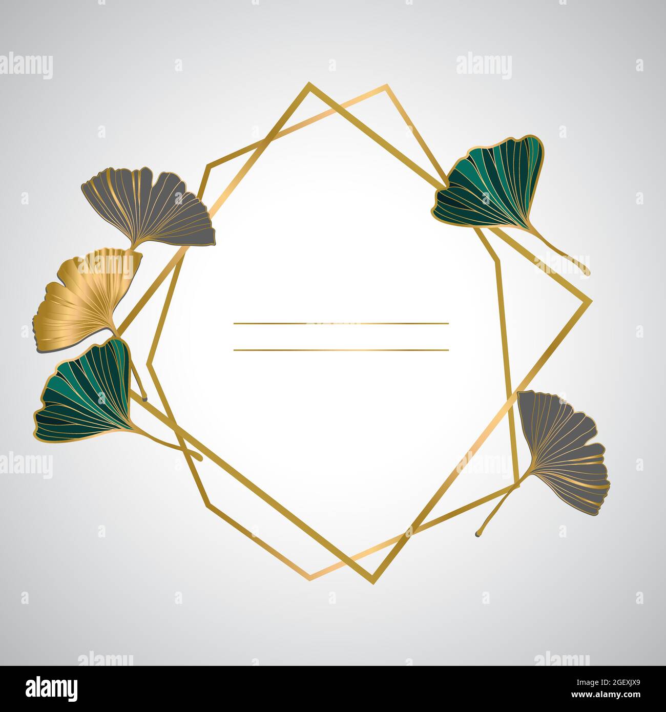 Vector banner Estate flyer design tropicale con foglie di ginkgo biloba. Ink line art design. Ginkgo Biloba foglie. Illustrazione Vettoriale