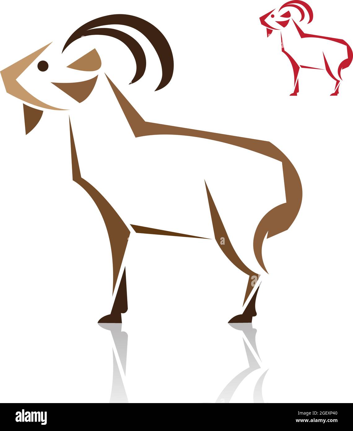 Immagine vettoriale di una capra su sfondo bianco. Illustrazione vettoriale a livelli facilmente modificabile. Animali selvatici. Animale da fattoria. Illustrazione Vettoriale