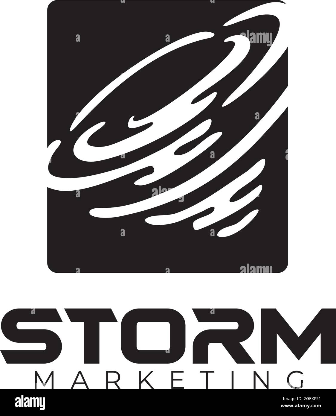 Logo bianco dinamico nero tempesta quadrato vettoriale Illustrazione Vettoriale