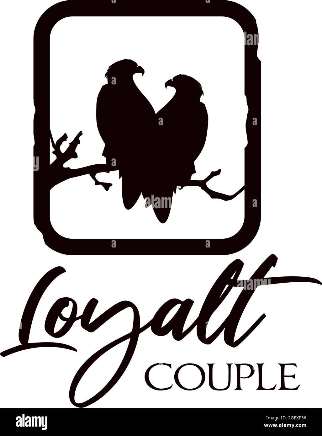 coppia di supporto logo aquile in design vettoriale ramo Illustrazione Vettoriale