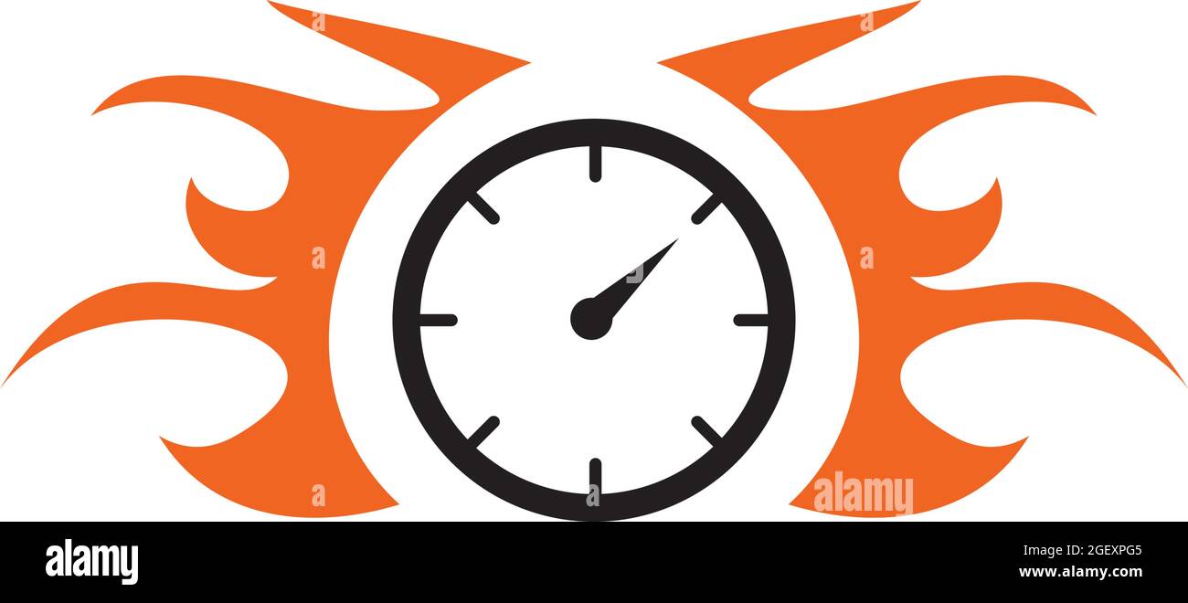Modello vettoriale con logo icona tachimetro Illustrazione Vettoriale