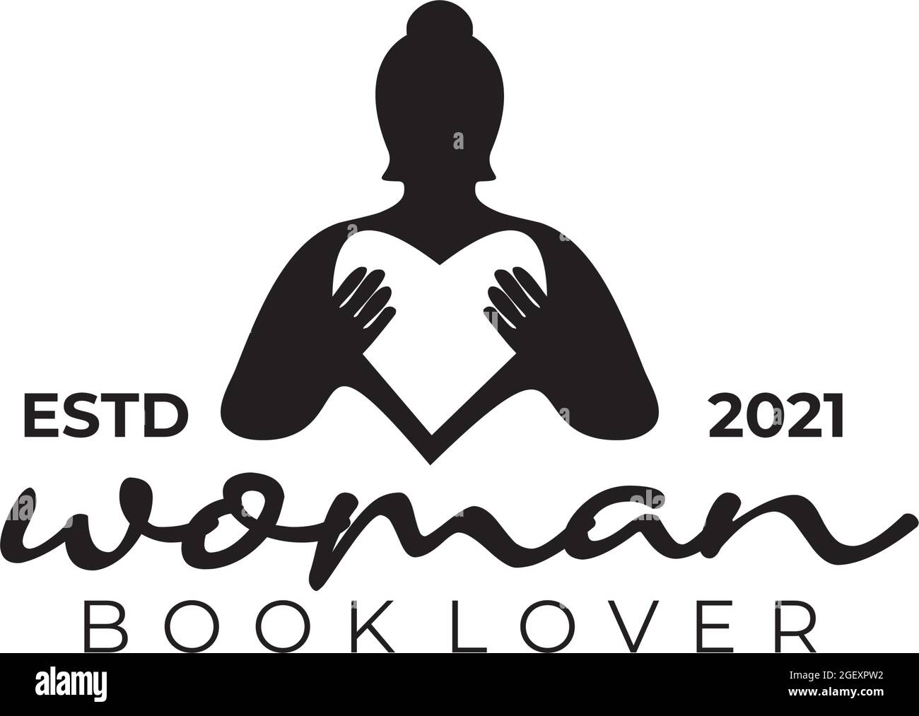 Modello vettoriale per il logo dell'amante del libro donna Illustrazione Vettoriale