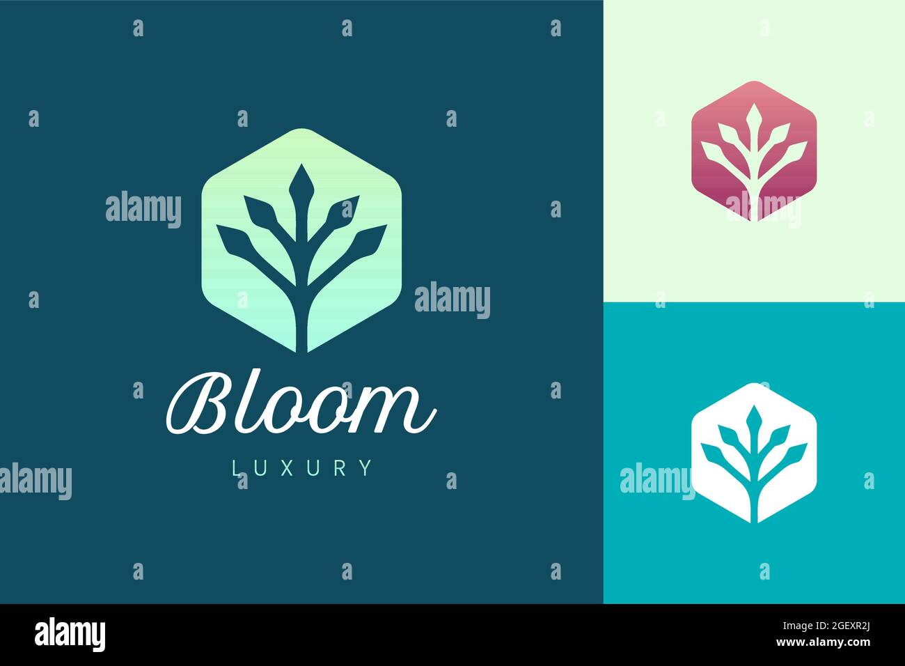 Modello di logo di un negozio di verdure o di un'azienda agricola biologica con pianta semplice e pulita Illustrazione Vettoriale