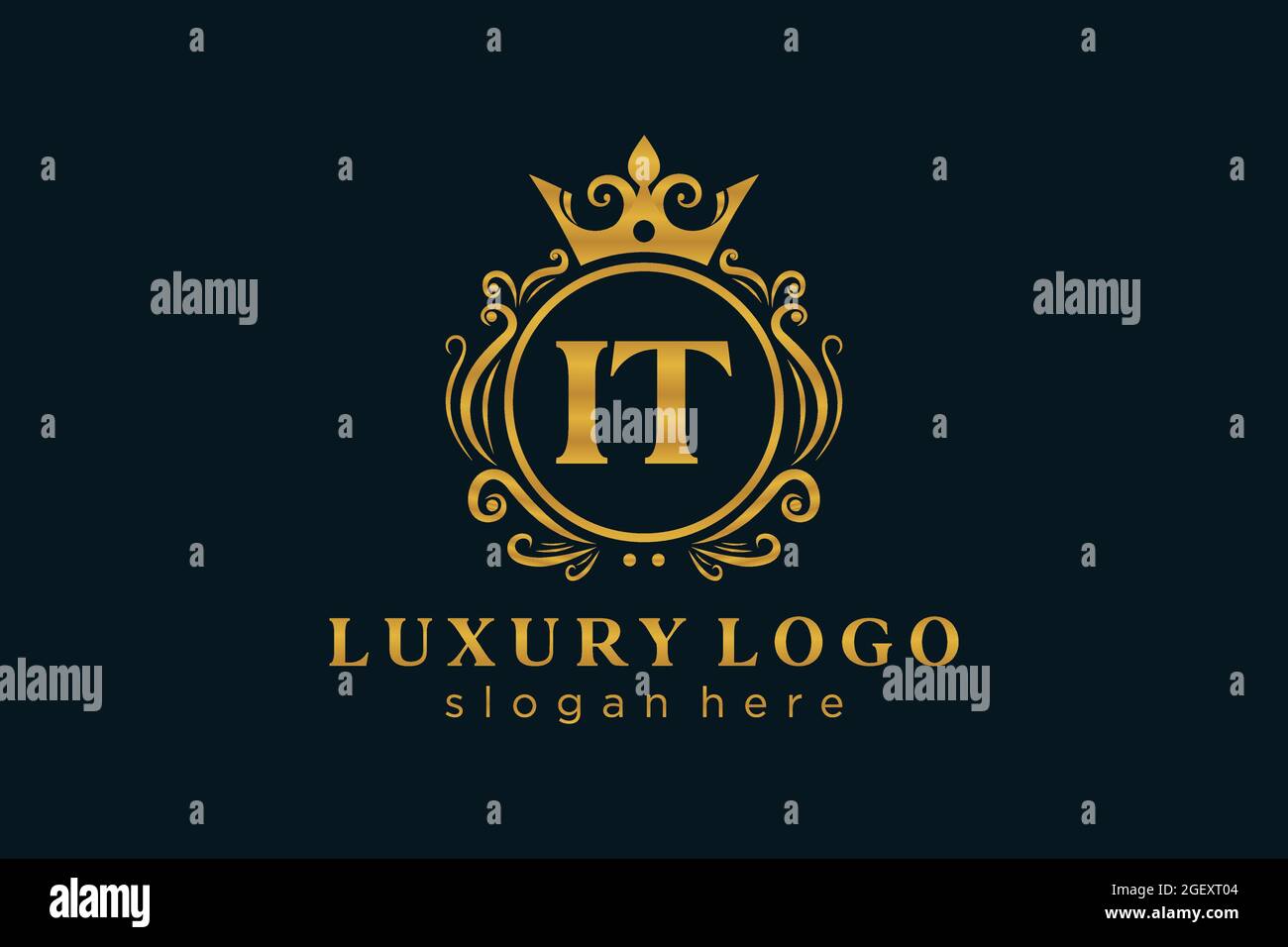 MODELLO CON LOGO DI lusso IT Letter Royal in arte vettoriale per ristoranti, Royalty, Boutique, caffè, hotel, Araldica, Gioielli, Moda e altri vettori illustratore Illustrazione Vettoriale