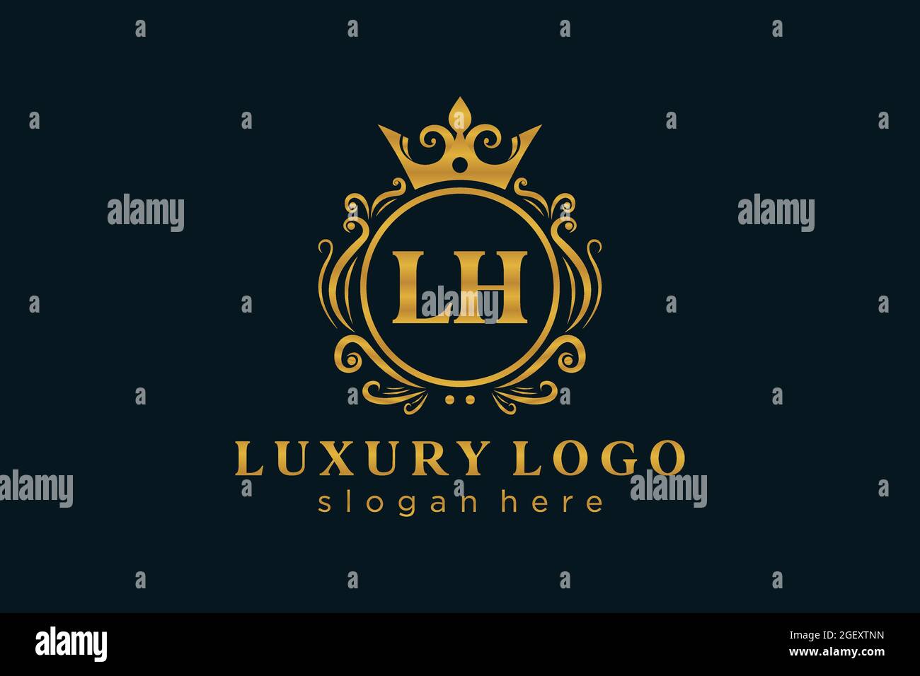 Modello del logo LH Letter Royal Luxury in Vector Art per ristoranti, Royalty, Boutique, caffè, hotel, Araldica, Gioielli, Moda e altri vettori illustratore Illustrazione Vettoriale