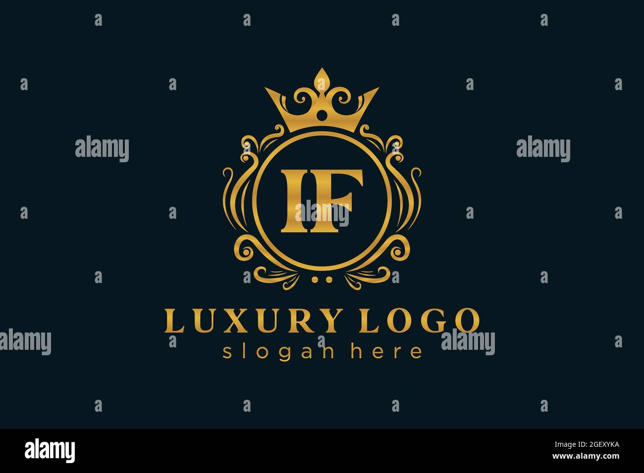 MODELLO IF Letter Royal Luxury Logo in Vector art per Ristorante, Royalty, Boutique, Cafe, Hotel, Araldica, Gioielli, Moda e altri vettori illustratore Illustrazione Vettoriale