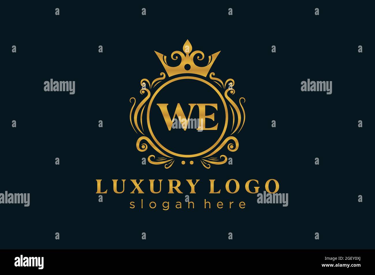 MODELLO DEL logo DI lusso "WE Letter Royal" in arte vettoriale per ristoranti, Royalty, Boutique, Cafe, Hotel, Araldica, Gioielli, Moda e altri vettori illustratore Illustrazione Vettoriale