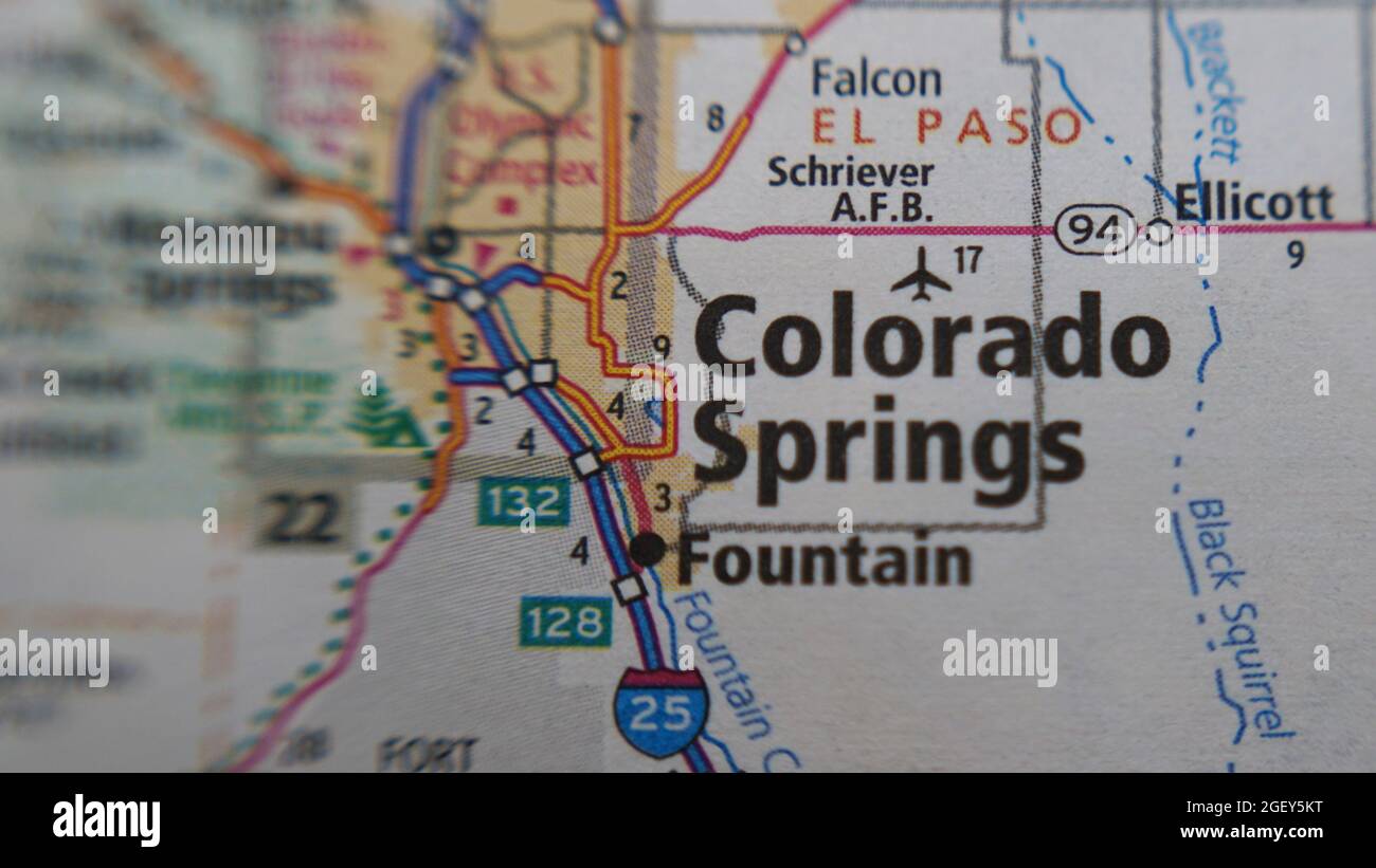 Primo piano della mappa degli Stati Uniti con Colorado al centro dell'attenzione Foto Stock