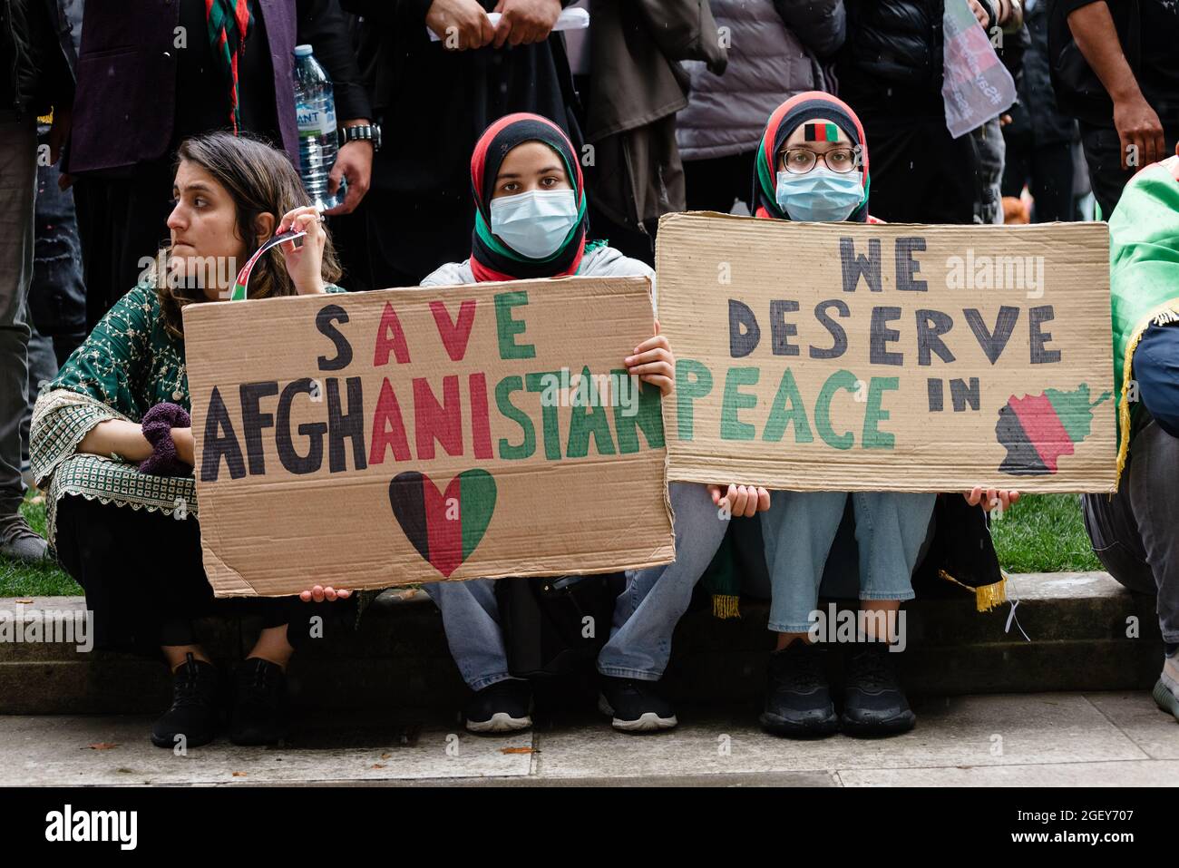 Londra, Regno Unito. 21 agosto 2021. Protesta a sostegno del popolo afghano a Londra. I manifestanti si oppone agli attuali sviluppi in Afghanistan. Foto Stock