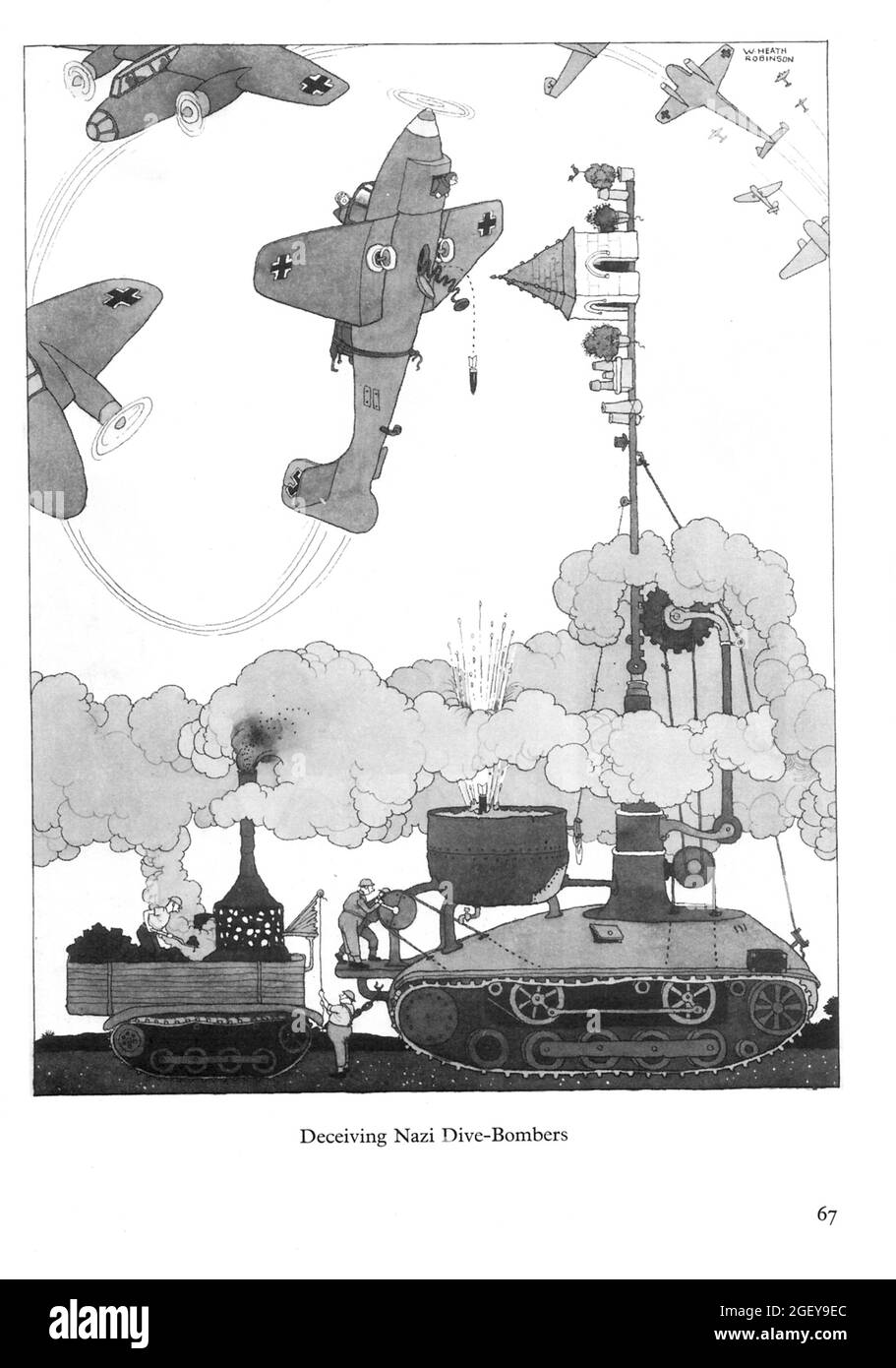 Pagina da William Heath Robinson (1872-1944) invenzioni: Ingannare i nazisti Dive Bombers Foto Stock