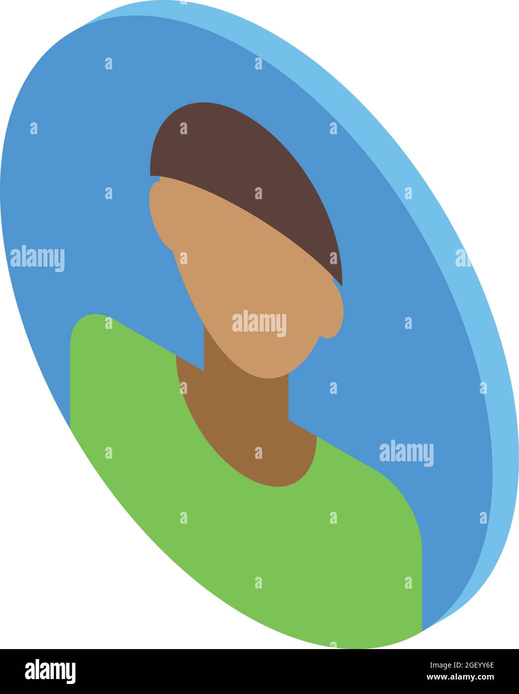 Vettore isometrico icona avatar africano. Faccia dell'utente. Uomo personaggio Illustrazione Vettoriale