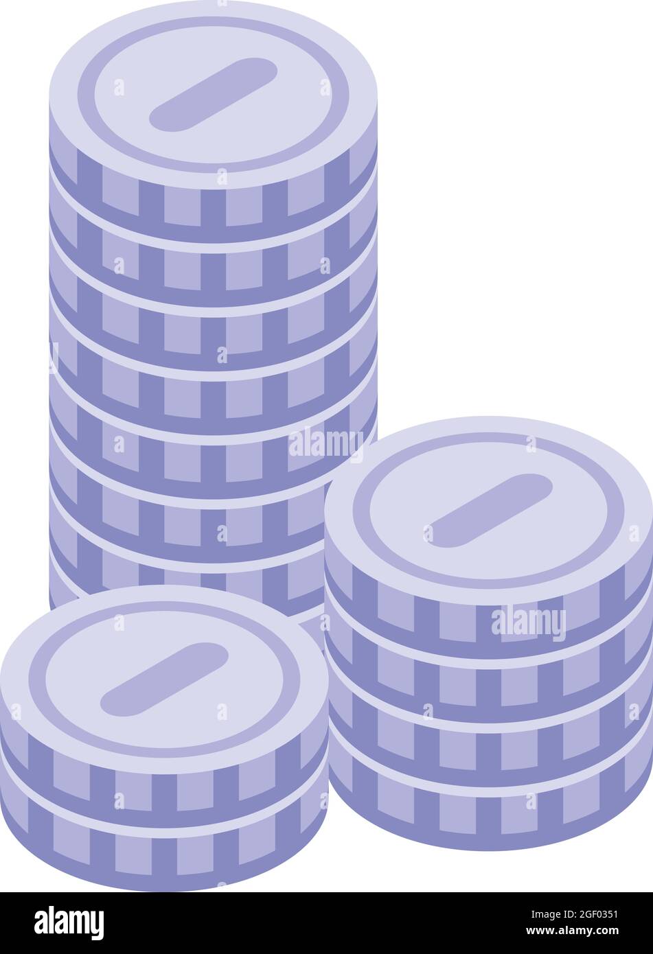 Moneta d'argento pila icona vettore isometrico. Valuta. Sterlina tesoro Illustrazione Vettoriale