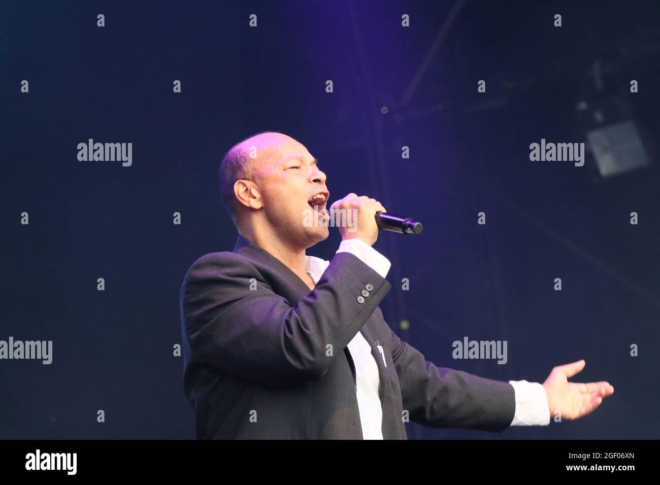 Non esclusiva: Roland Gift, fine Young Cannibals, Rewind Festival South, Henley-on-Thames, Regno Unito, 21 agosto 2021, foto di Richard Goldschmidt Foto Stock