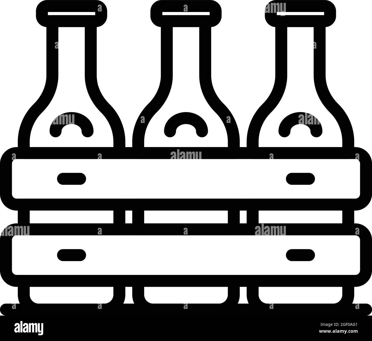 Vettore contorno icona scatola legno vino. Cassa della camera. Negozio di legno Illustrazione Vettoriale