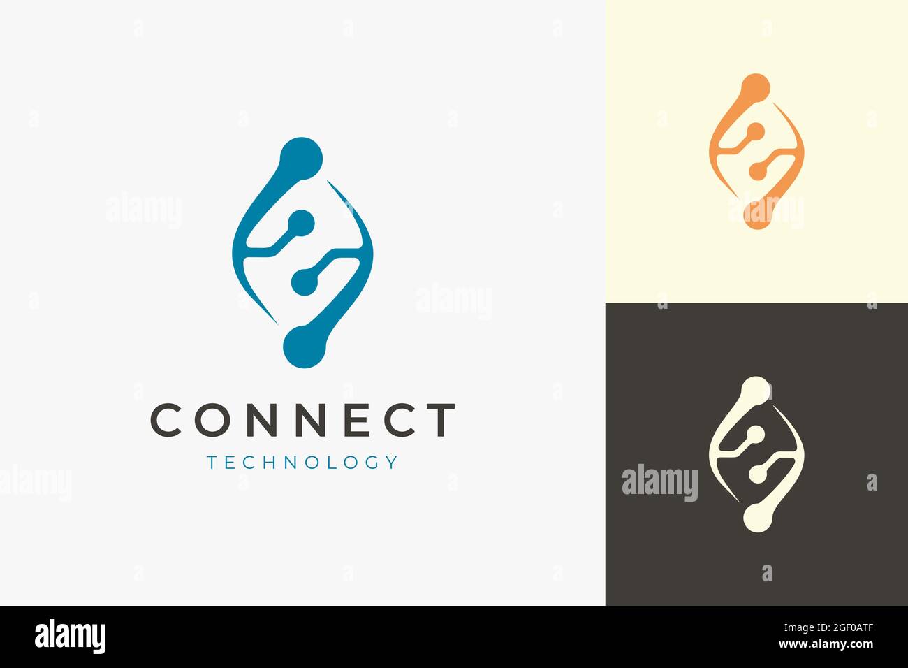 Logo della tecnologia Connect in forma astratta Illustrazione Vettoriale