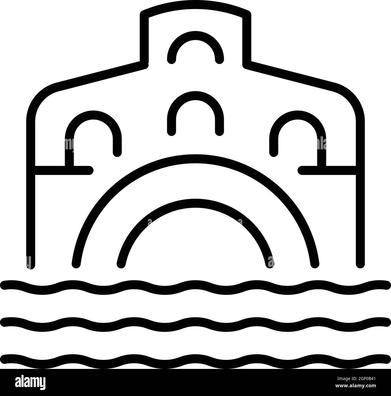 Ponte di Venezia icona contorno vettore. Italia rialto. Venezia città Illustrazione Vettoriale