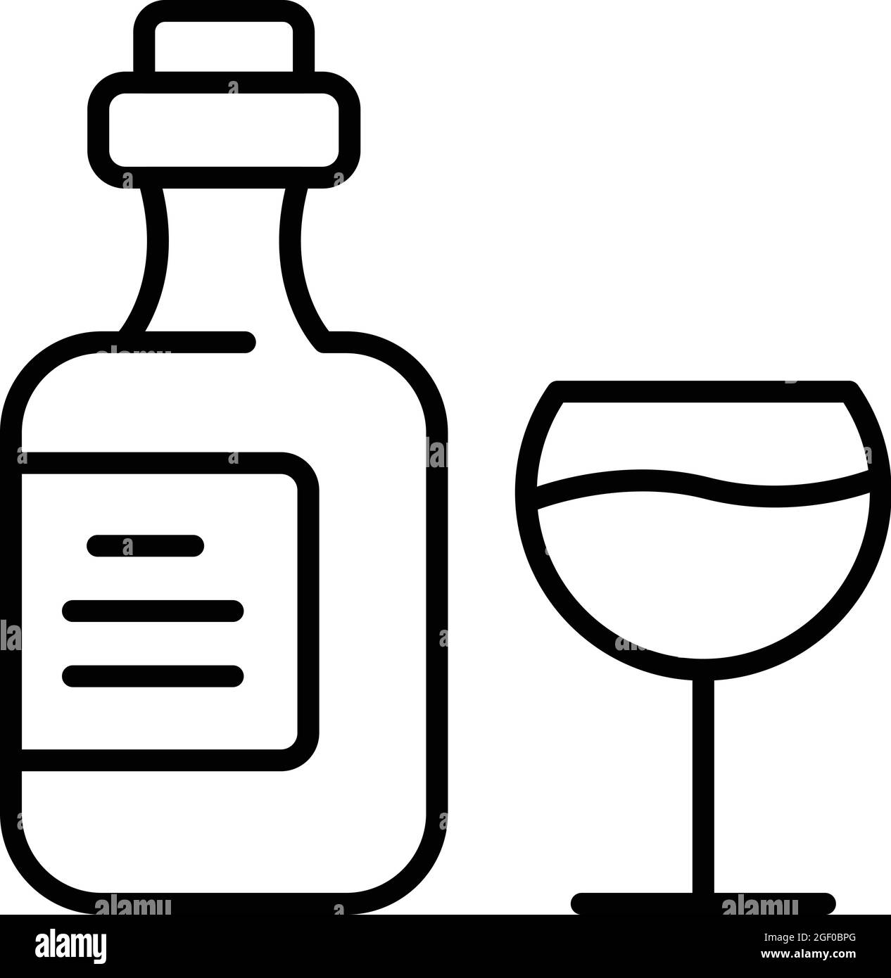 Vettore icona bottiglia di vino italiano. Etichetta in vetro. Rosa bordeaux Illustrazione Vettoriale