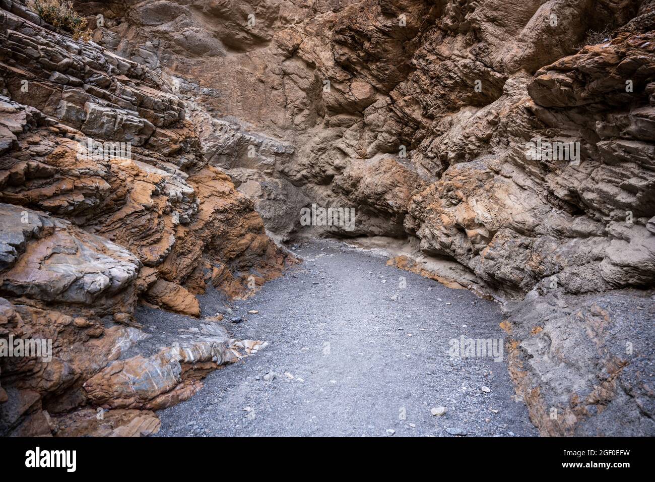 Camminando nel Dead End del canyon nel Death Valley National Park Foto Stock