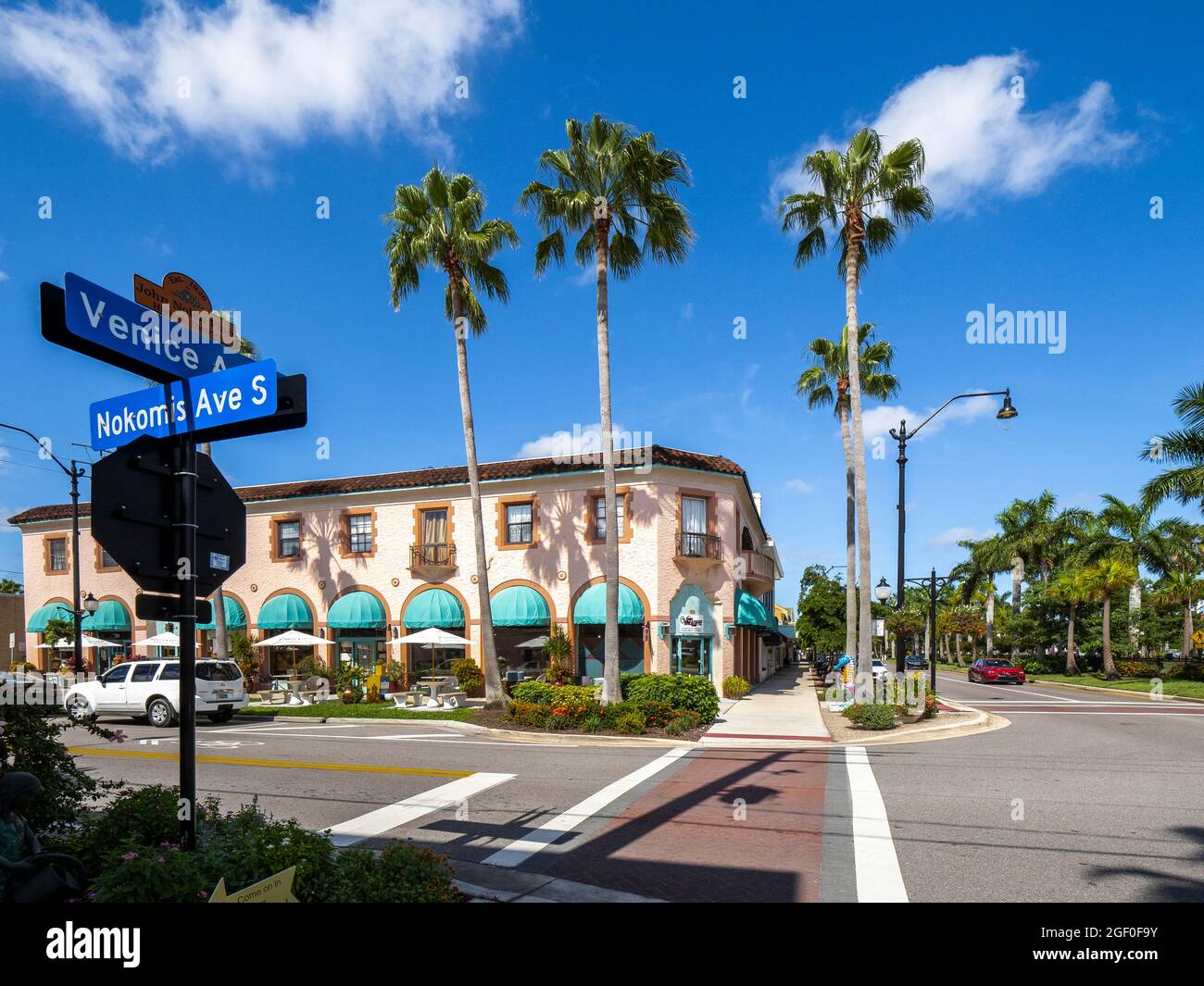 West Venbice Avenue nel centro storico di Venezia Florida USA Foto Stock
