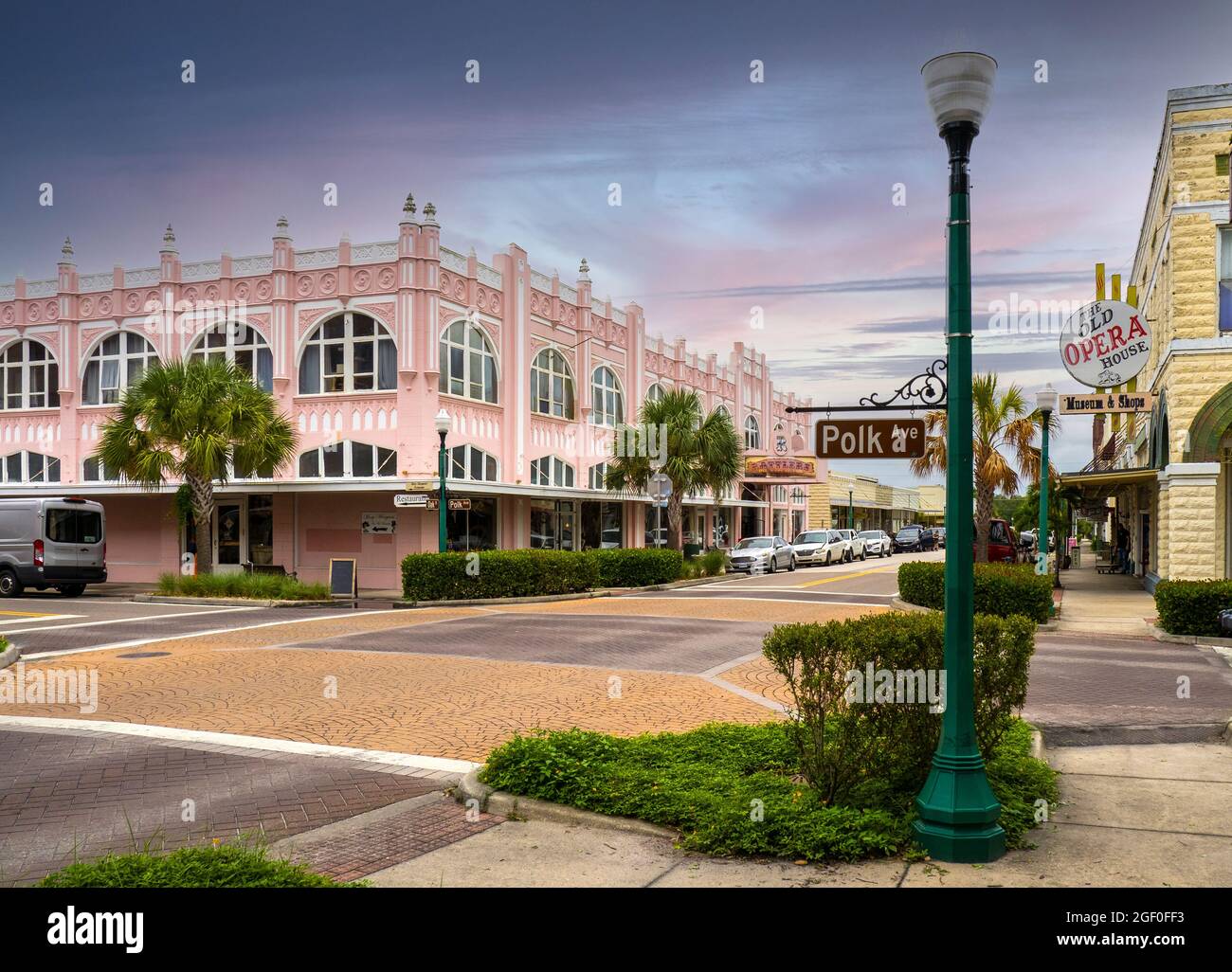 Oaks Street Ion il vecchio quartiere storico di Arcadia Florida USA Foto Stock