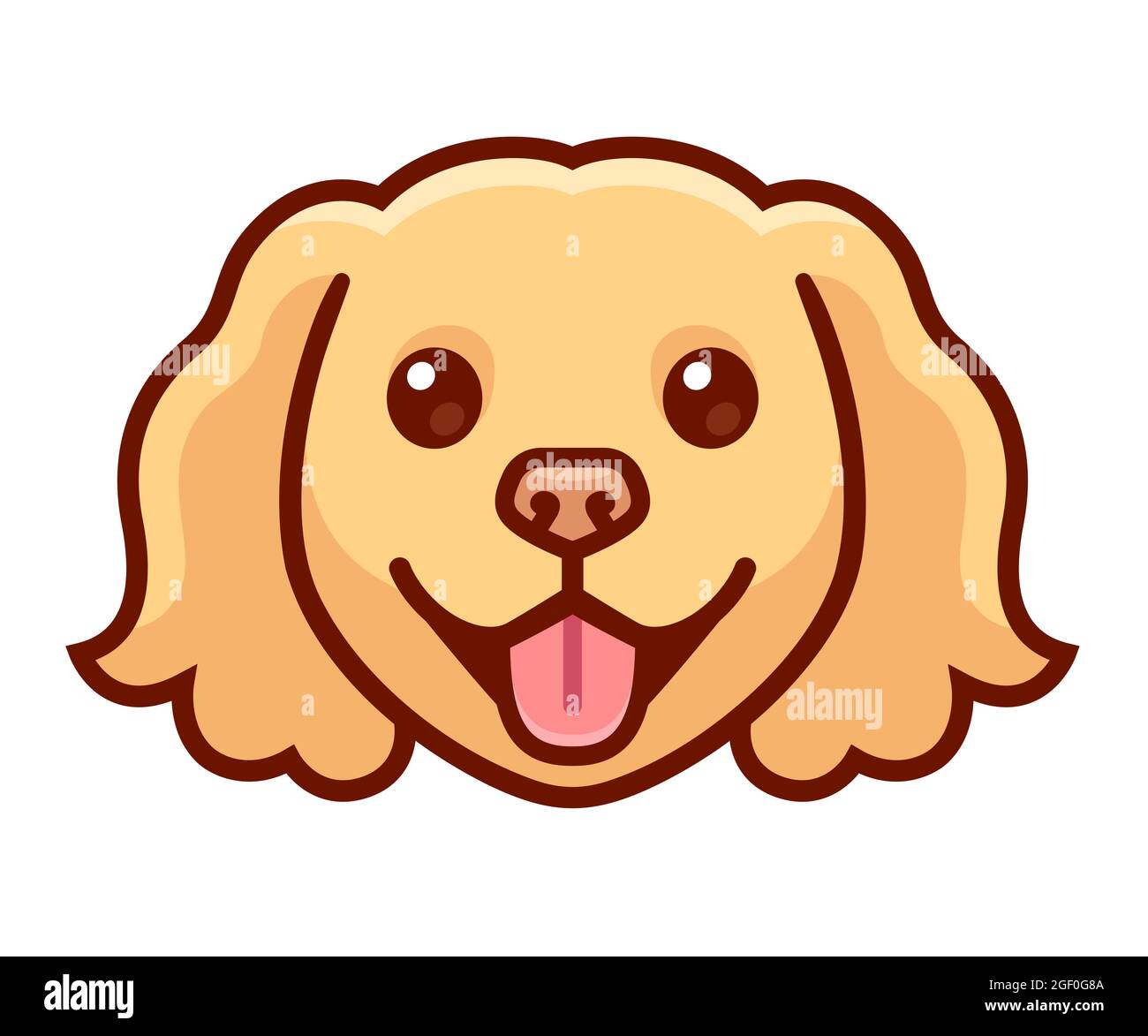 Divertente cartoon Spaniel disegno della testa. Carino cane con orecchie lunghe, immagine grafica di clip vettoriale. Illustrazione Vettoriale