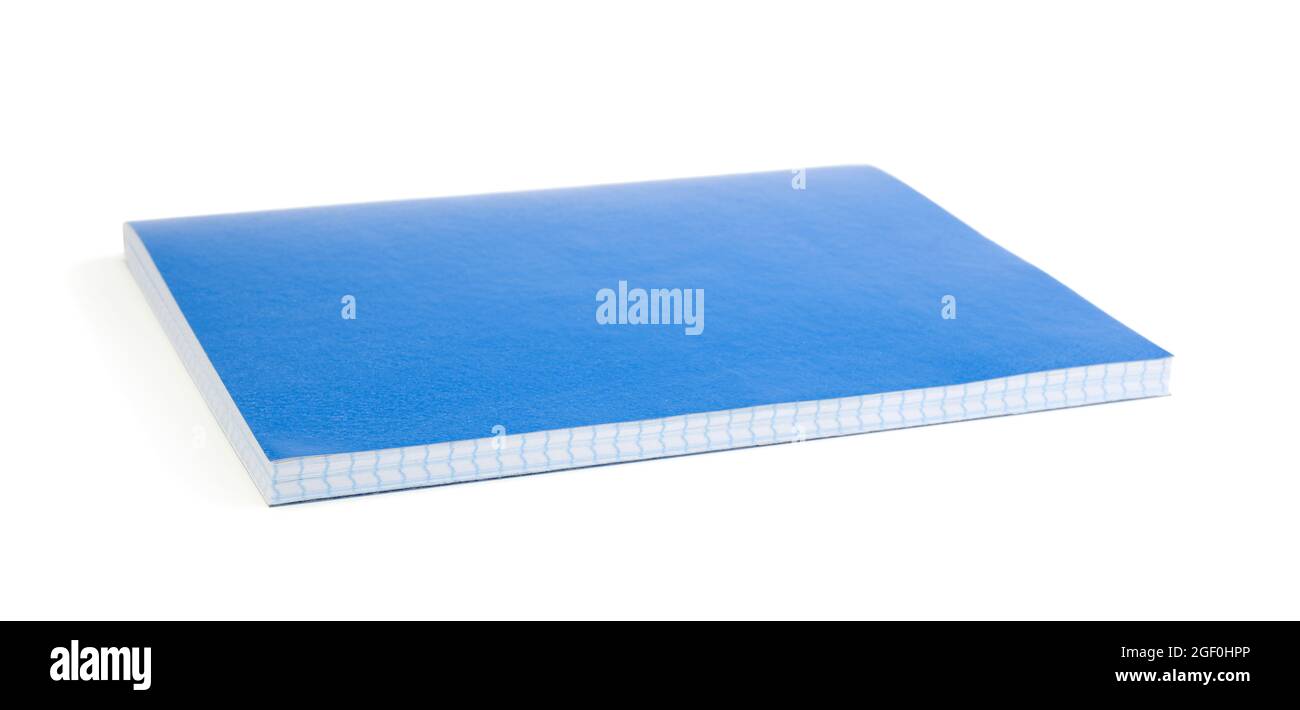 Notebook spesso blu isolato su bianco. Foto Stock