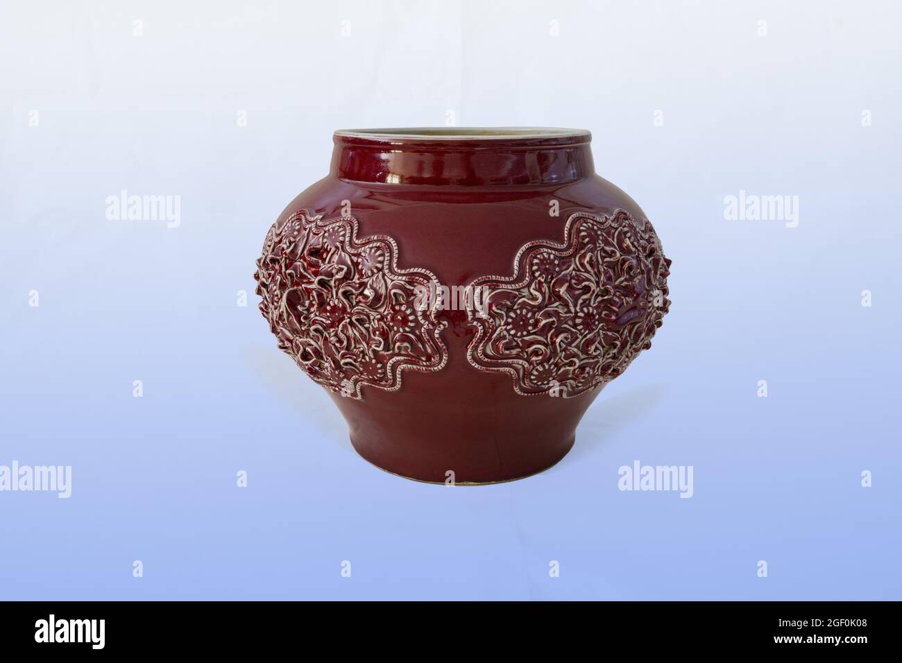 Yuan heap di pomelo rosso di plastica bruco grano fungo grandi fiori vaso Foto Stock