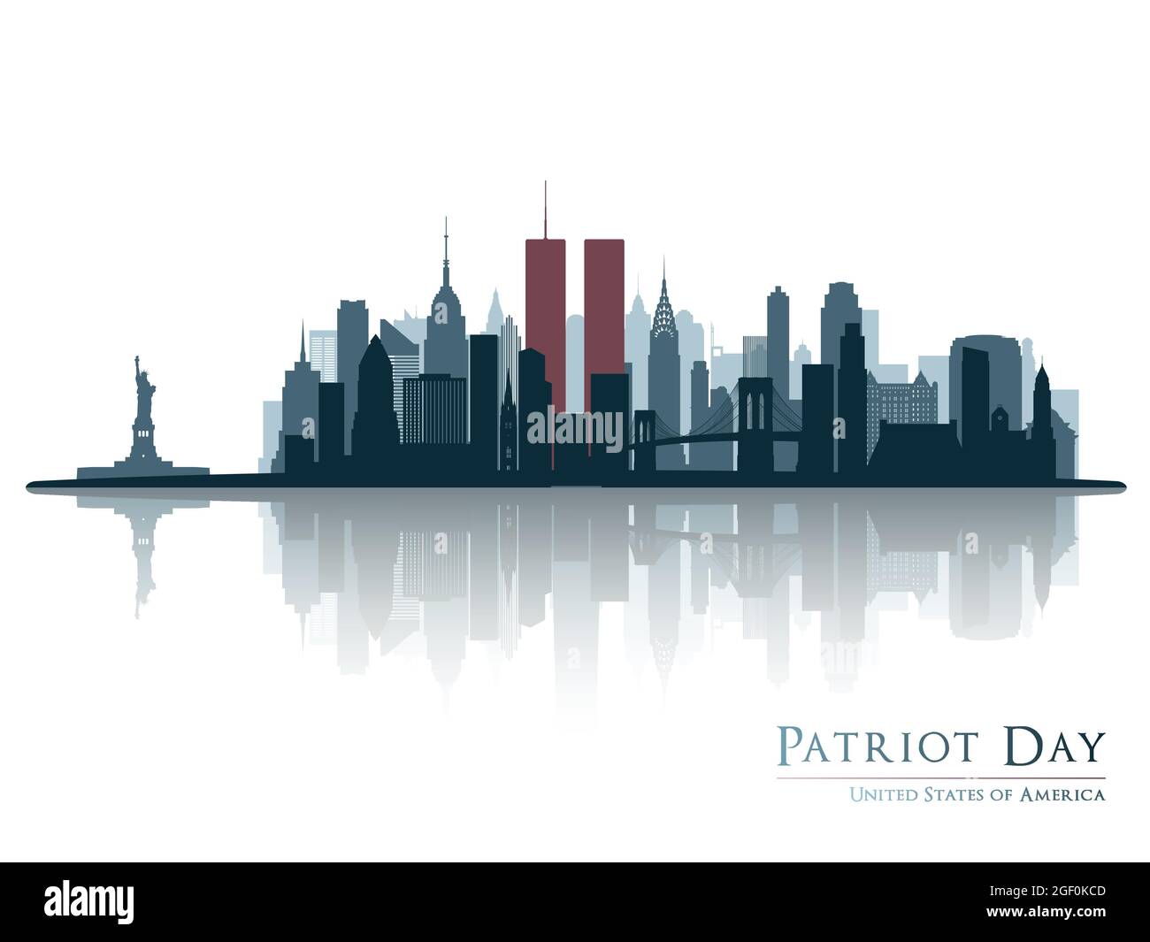 Patriot giorno. Vista di New York prima di settembre 11 2001. Illustrazione Vettoriale