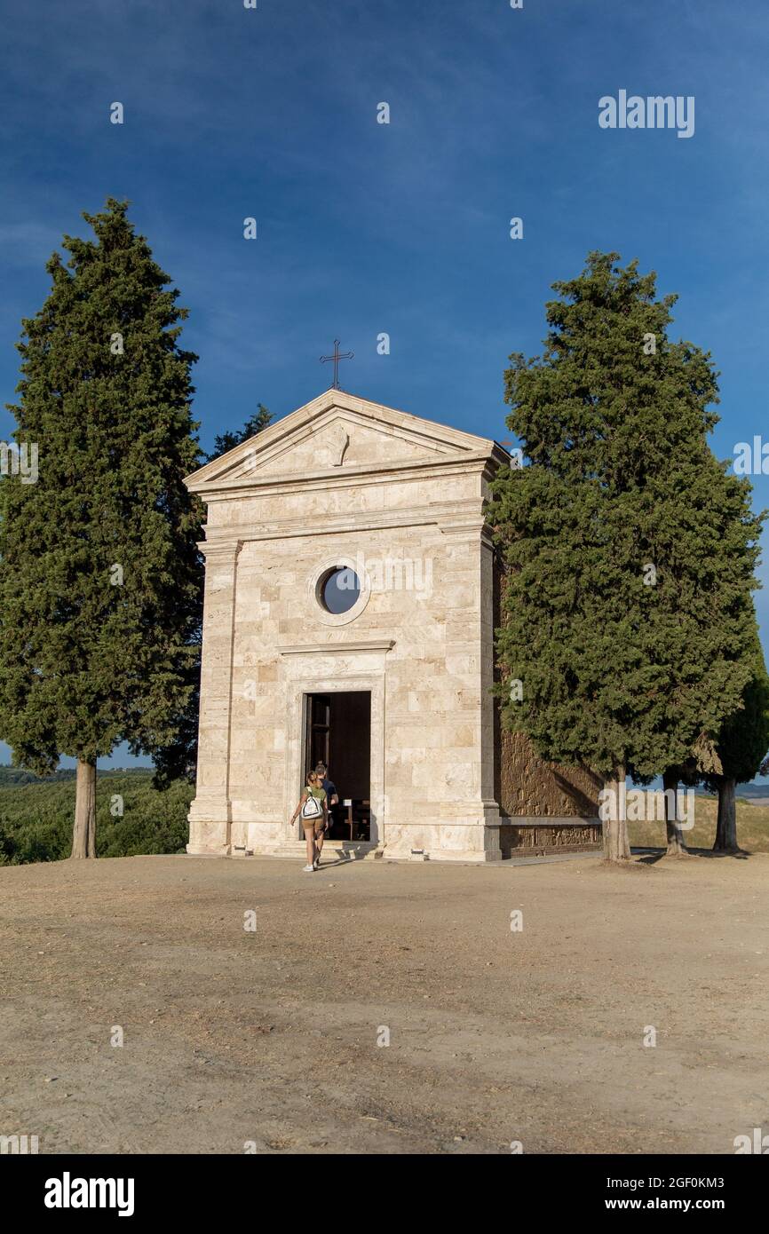 Cappella della Madonna di Vitaleta, San Quirico d'Orcia, Toscana, Italia. Foto Stock