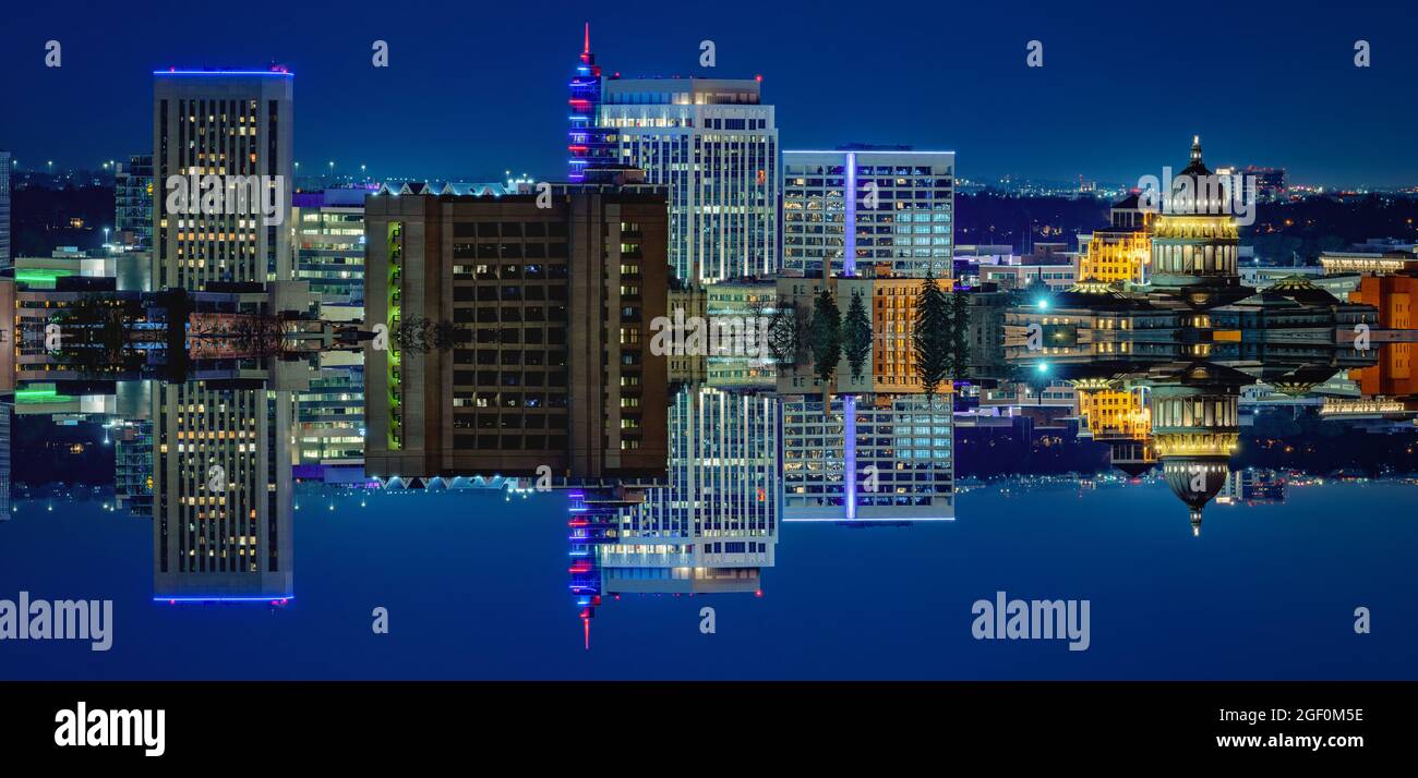 Vista notturna astratta dello skyline di Boise City Foto Stock