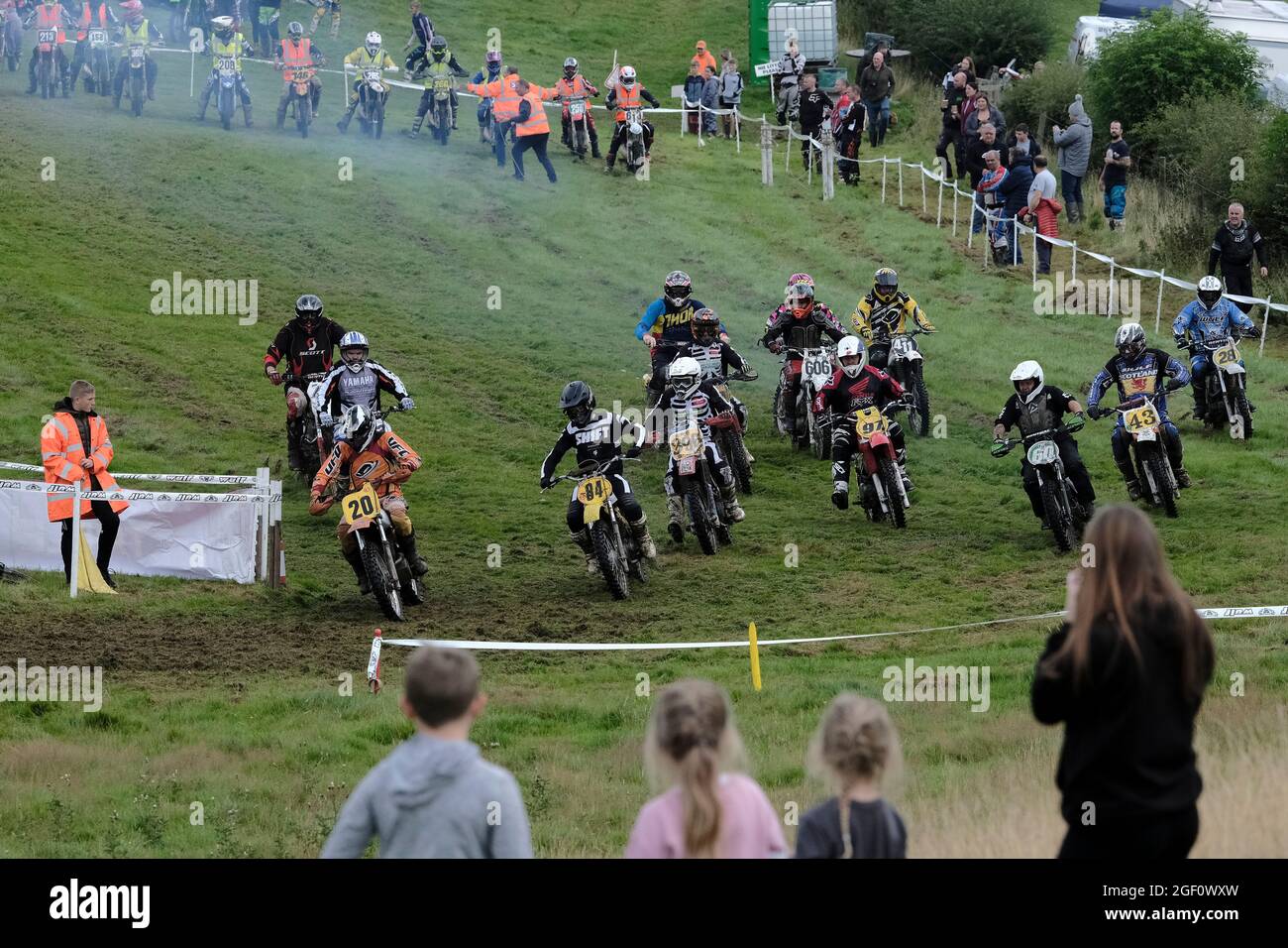 Hawick, Regno Unito. 22 agosto 2021. Azione del 5° round dell'evento Scottish Twinshock Scramble Club che si tiene nei pressi di Hawick domenica 22 agosto 2021 credito: Rob Grey/Alamy Live News Foto Stock