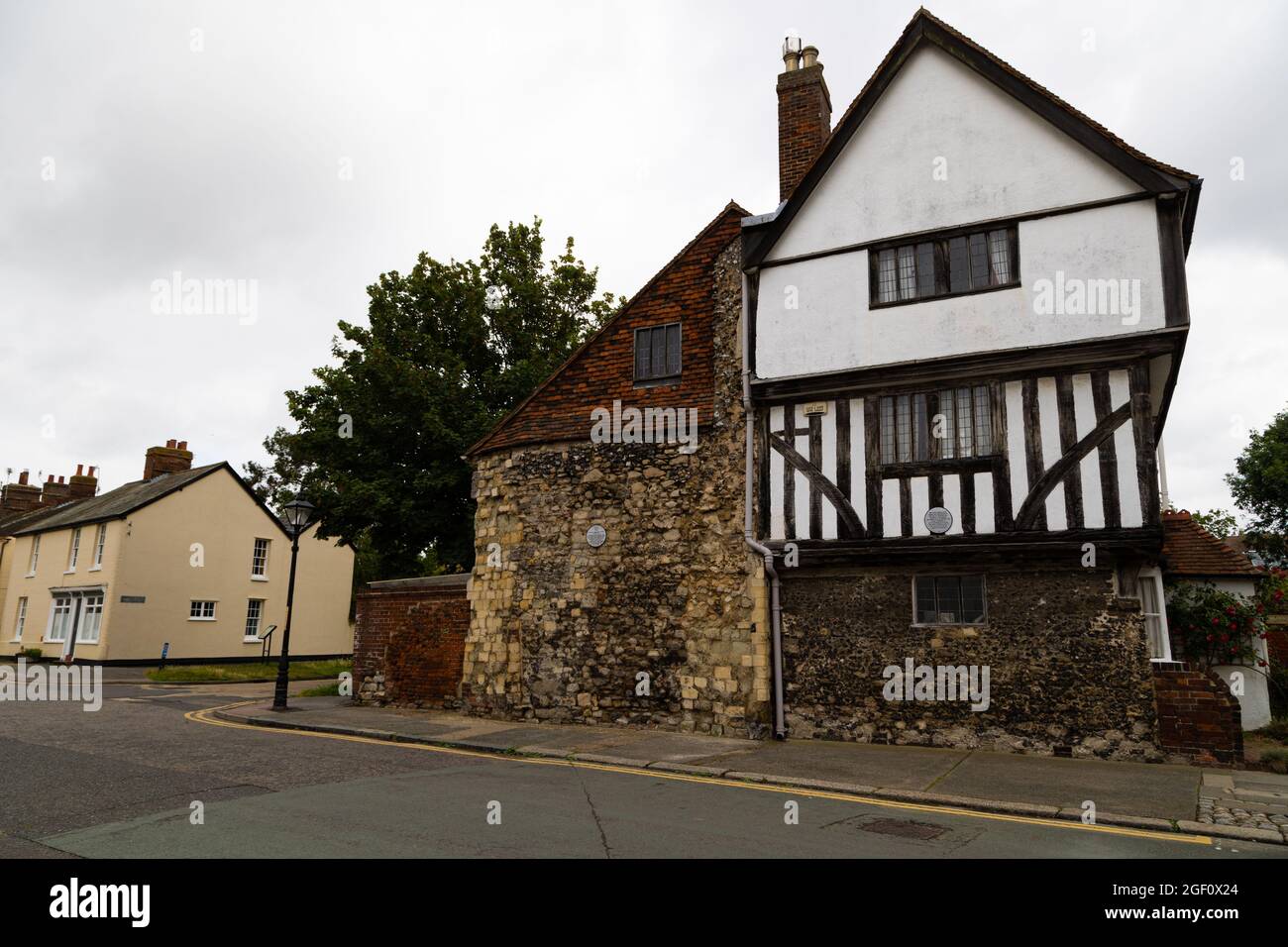 Vecchie case Tudor di Faversham. Foto Stock