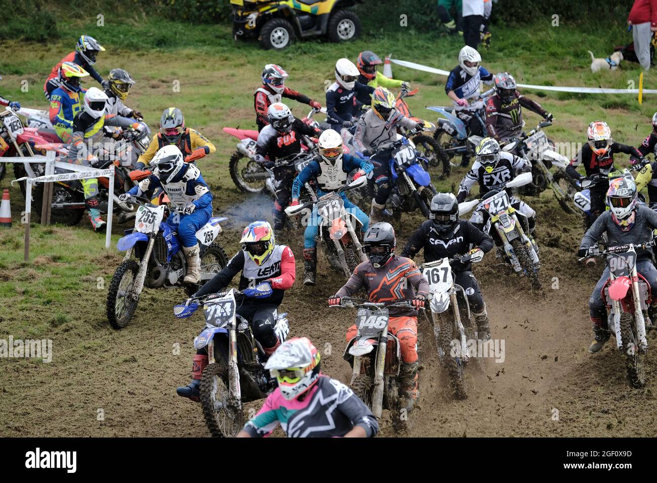 Hawick, Regno Unito. 22 agosto 2021. Azione del 5° round dell'evento Scottish Twinshock Scramble Club che si tiene nei pressi di Hawick domenica 22 agosto 2021 credito: Rob Grey/Alamy Live News Foto Stock