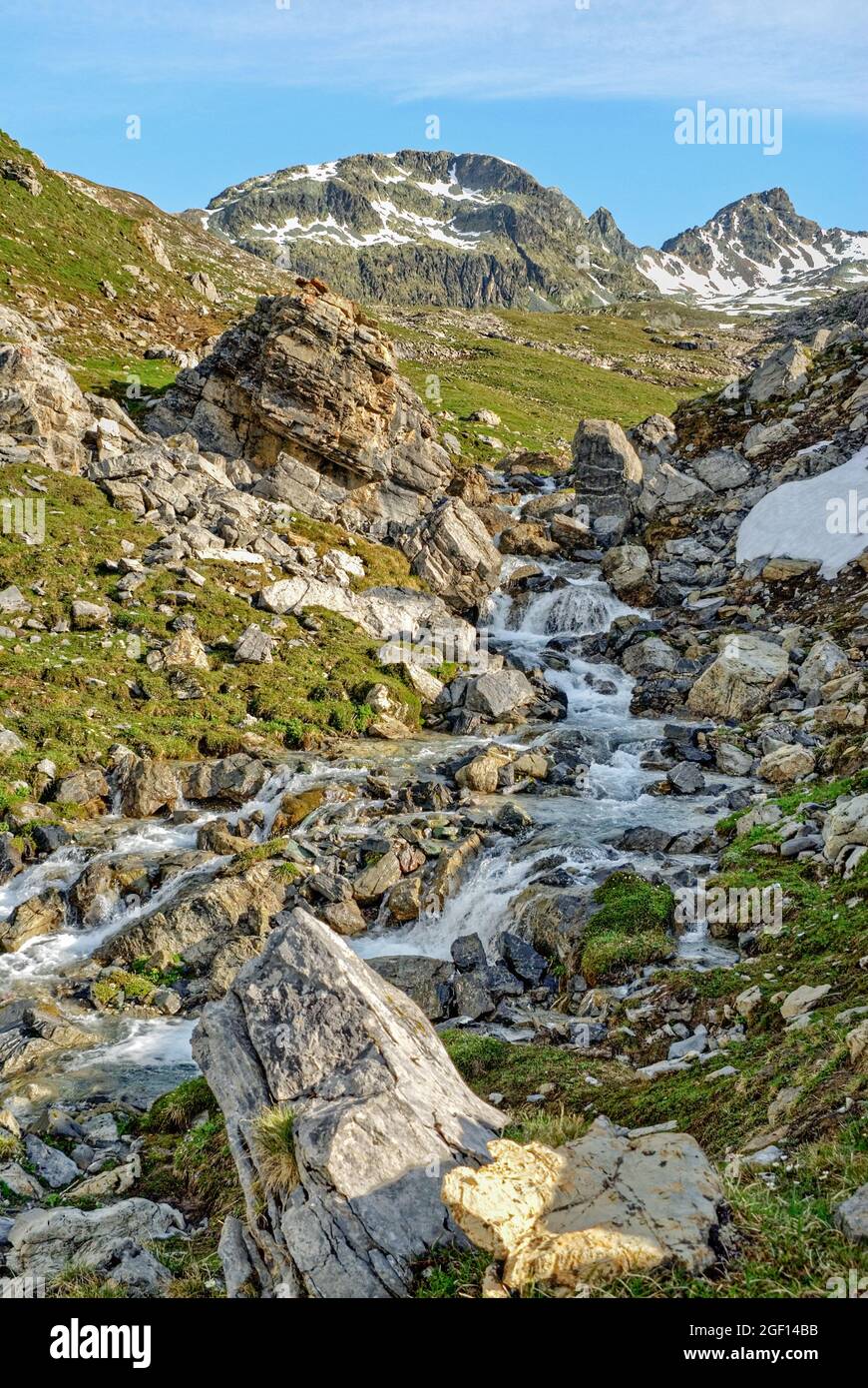 Paesaggio di montagna al Passo Julier, Engadin, Grigioni, Svizzera Foto Stock