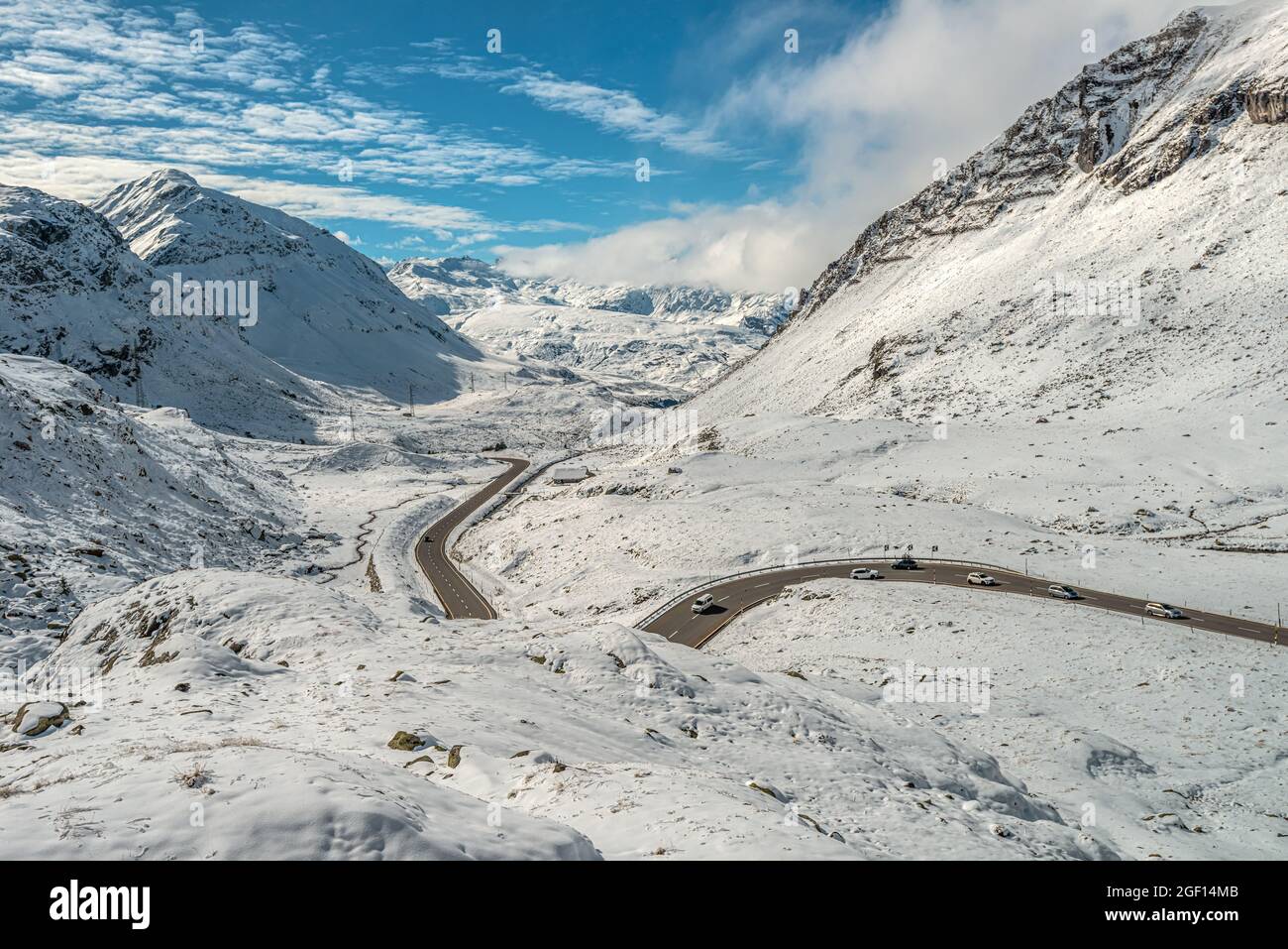Paesaggio invernale a Julierpass, Grigioni, Svizzera Foto Stock