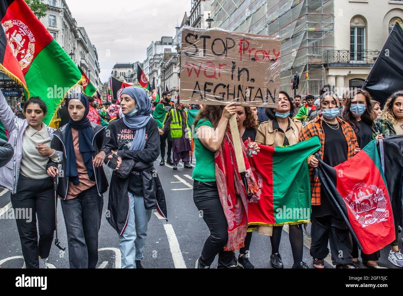 LONDRA, INGHILTERRA- 21 agosto 2021: I manifestanti SMETTONO DI UCCIDERE le proteste AFGHANE Foto Stock