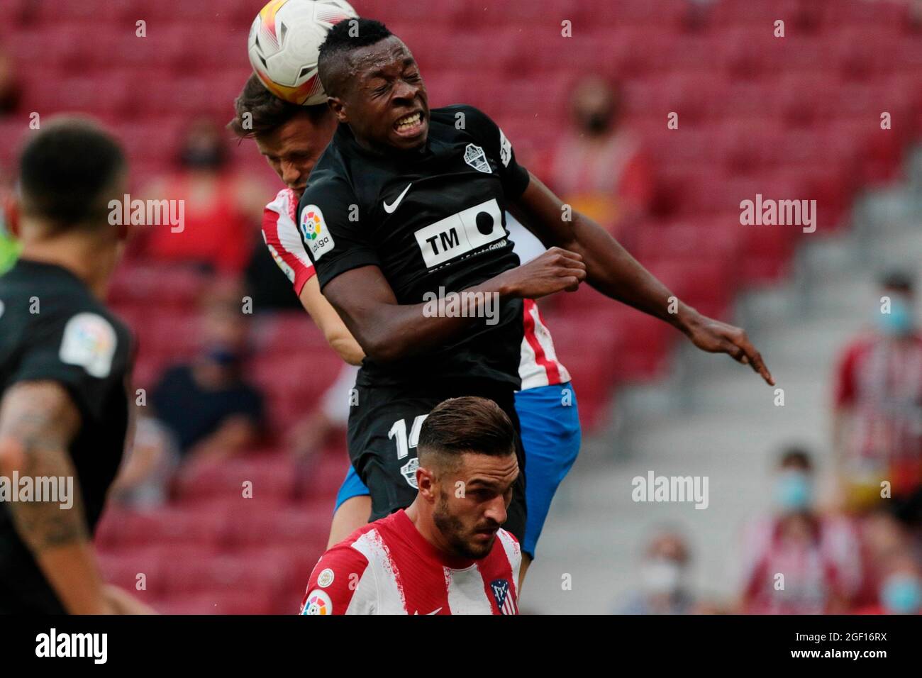 Madrid, spagnolo. 22 agosto 2021. Madrid, Spagna, 22.08.2021.- Atlético de Madrid vs Elche C.F. Partita della lega di calcio spagnola il giorno 2 dello stadio Wanda Metropolitano di Madrid. Credit: Juan Carlos Rojas/dpa/Alamy Live News Foto Stock