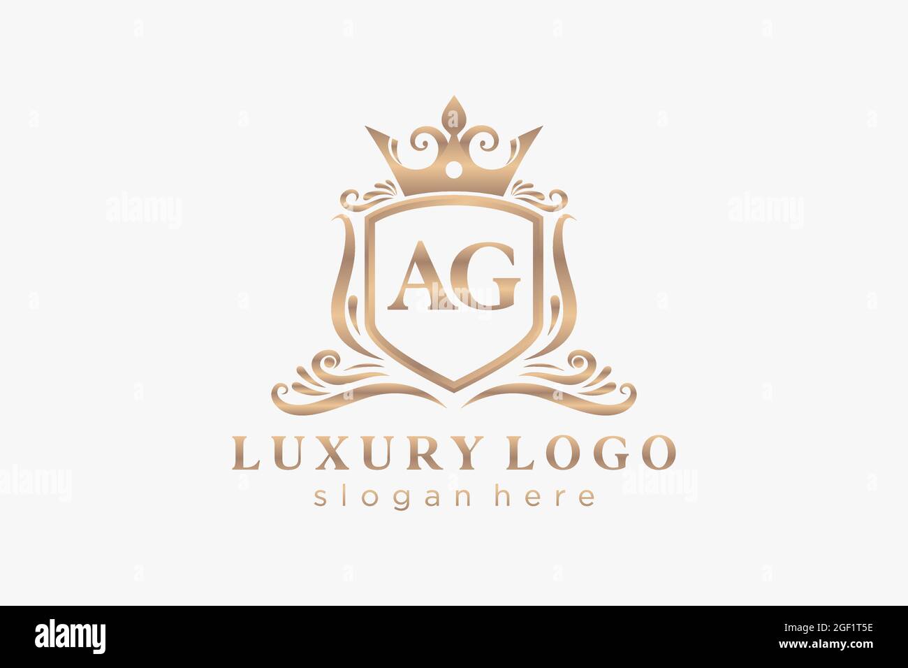 Modello logo AG Letter Royal Luxury in arte vettoriale per ristoranti, Royalty, Boutique, caffè, hotel, Araldica, Gioielli, Moda e altri vettori illustratore Illustrazione Vettoriale