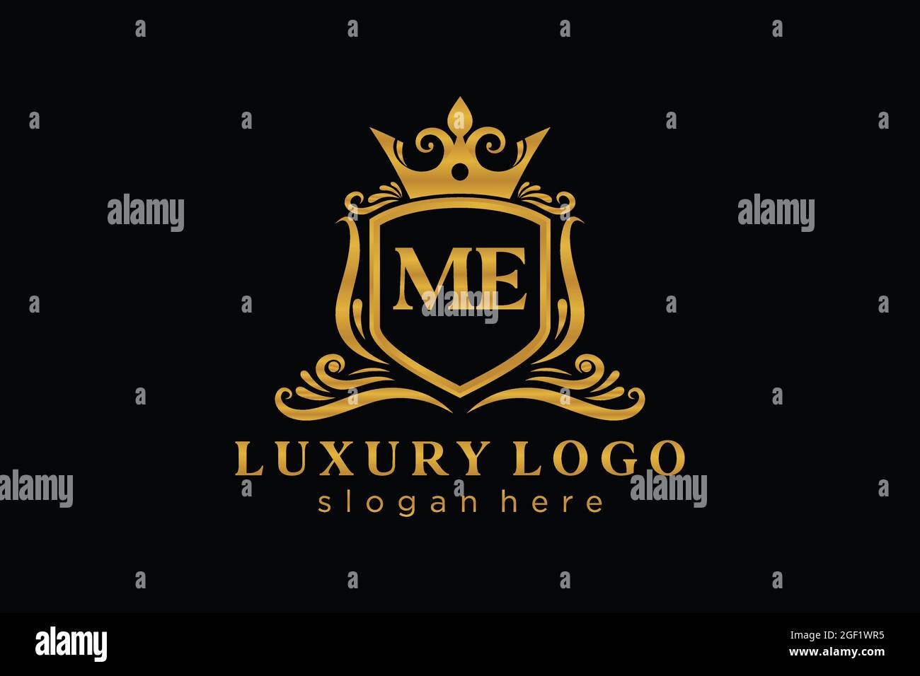 MODELLO DEL logo ME Letter Royal Luxury in Vector Art per Ristorante, Royalty, Boutique, Cafe, Hotel, Araldica, Gioielli, Moda e altri vettori illustratore Illustrazione Vettoriale
